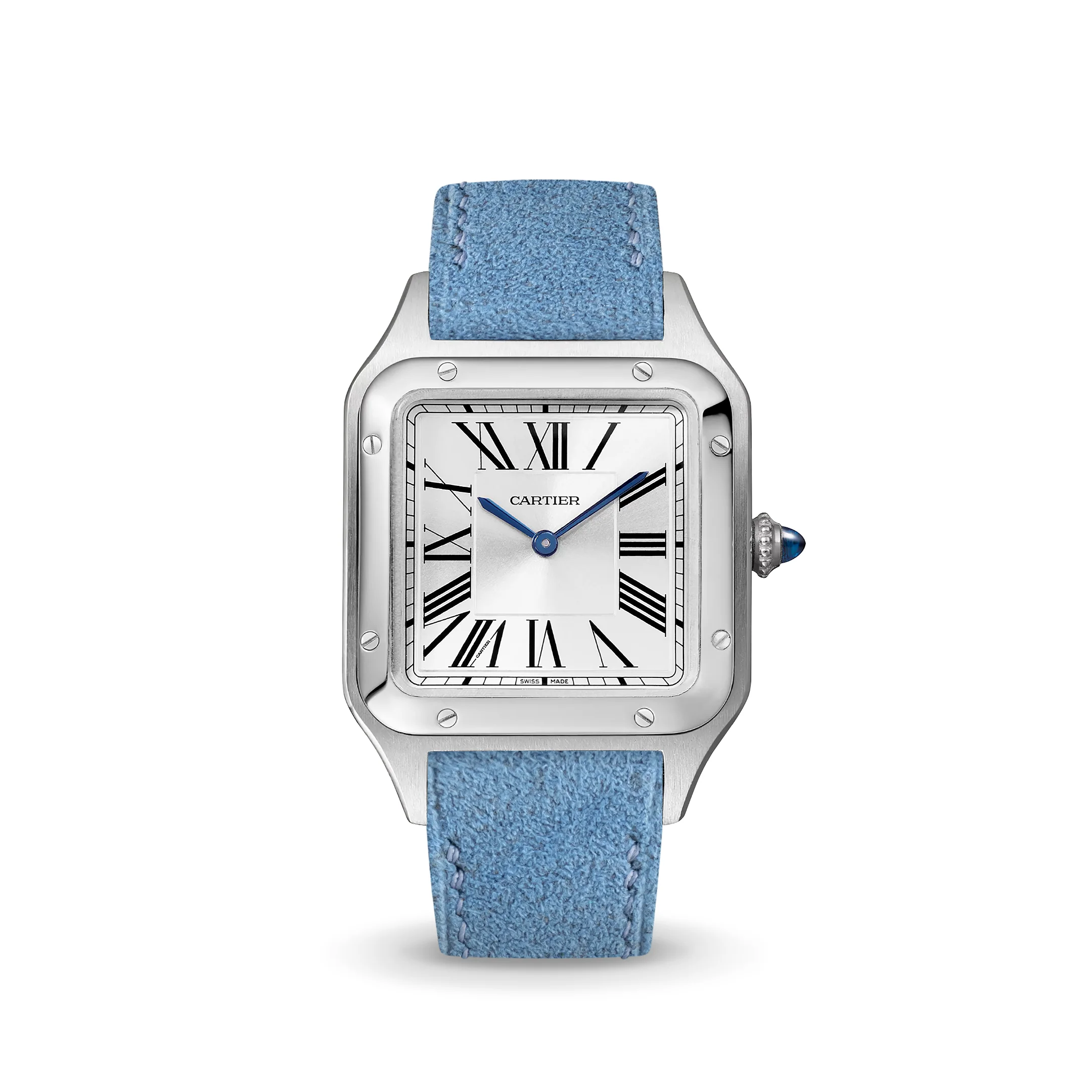 Baby Blue Alcantara Strap for Cartier Santos-Dumont