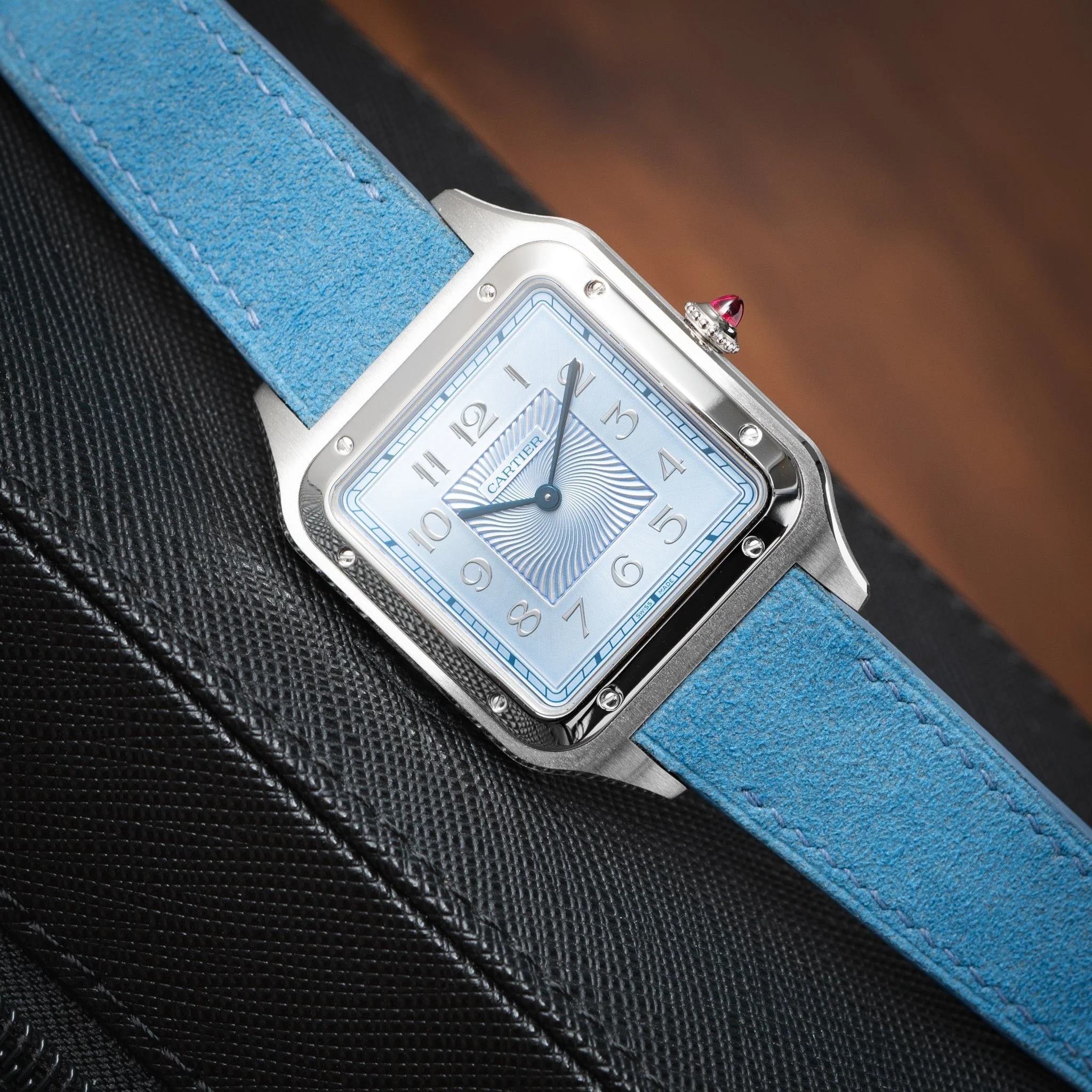 Baby Blue Alcantara Strap for Cartier Santos-Dumont - Image 2