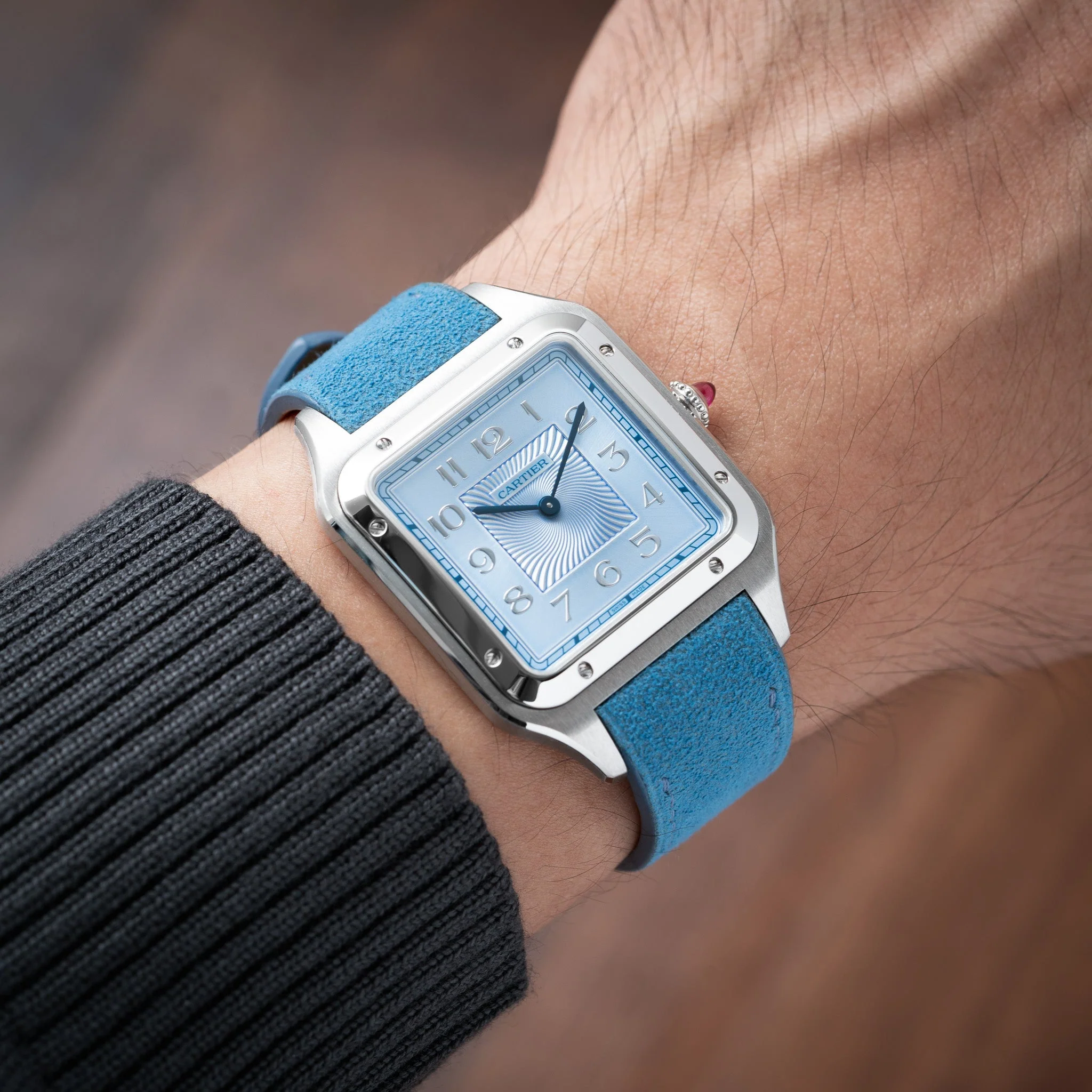 Baby Blue Alcantara Strap for Cartier Santos-Dumont - Image 3