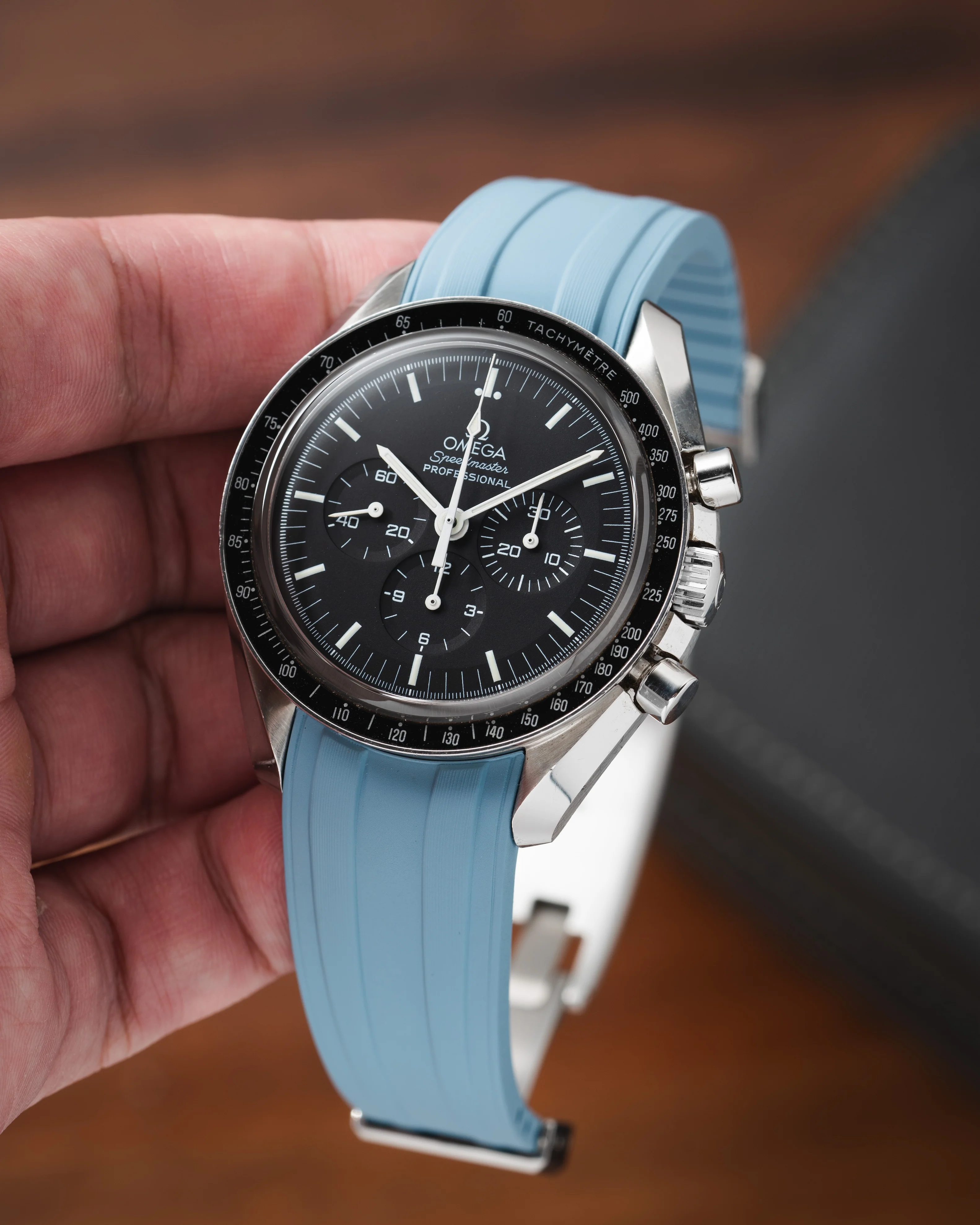 Overstock: Baby Blue CTS Rubber Strap for Omega Speedmaster - Image 3