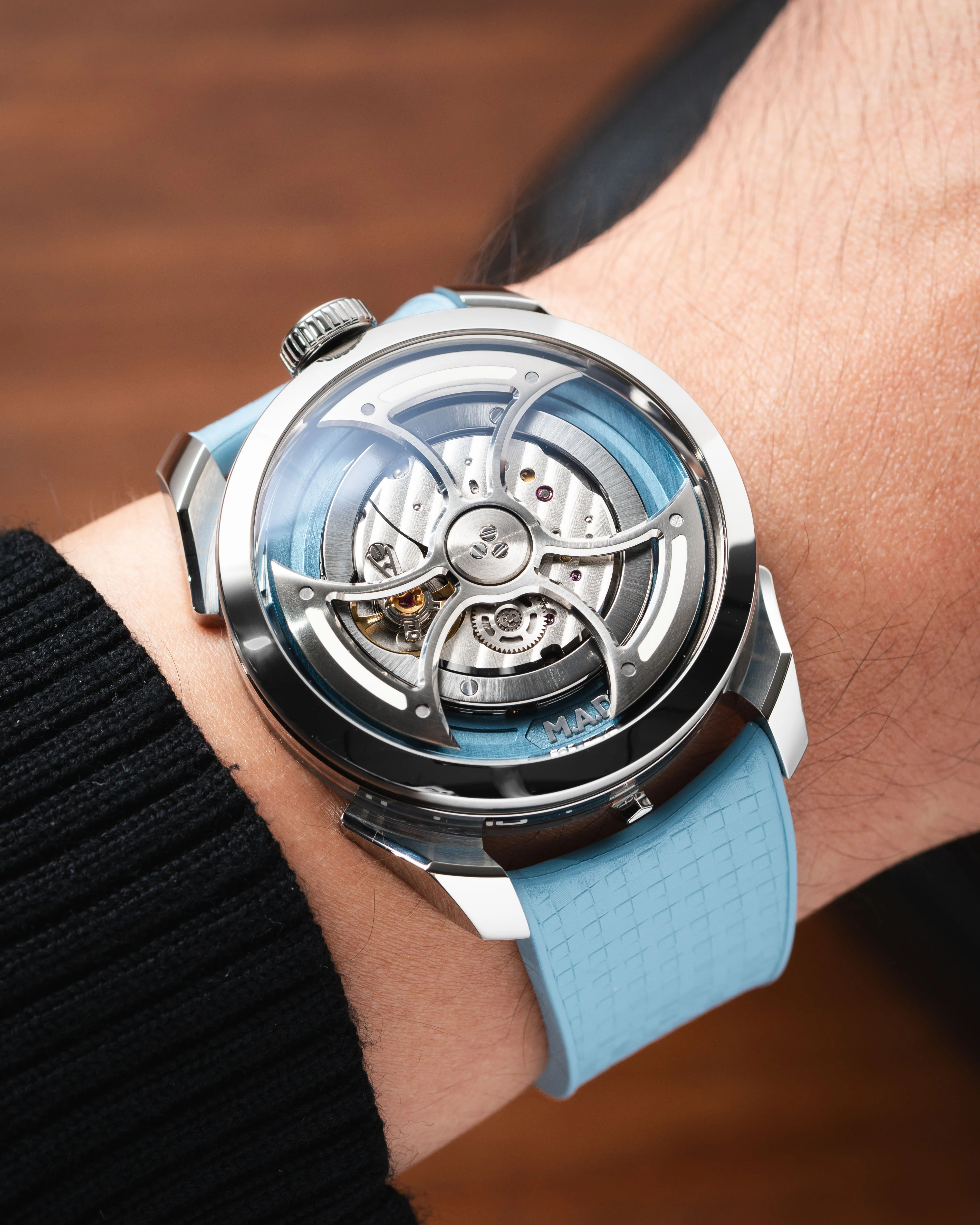 Baby Blue Curved CTS Rubber Strap for MB&F MAD1 - Image 2