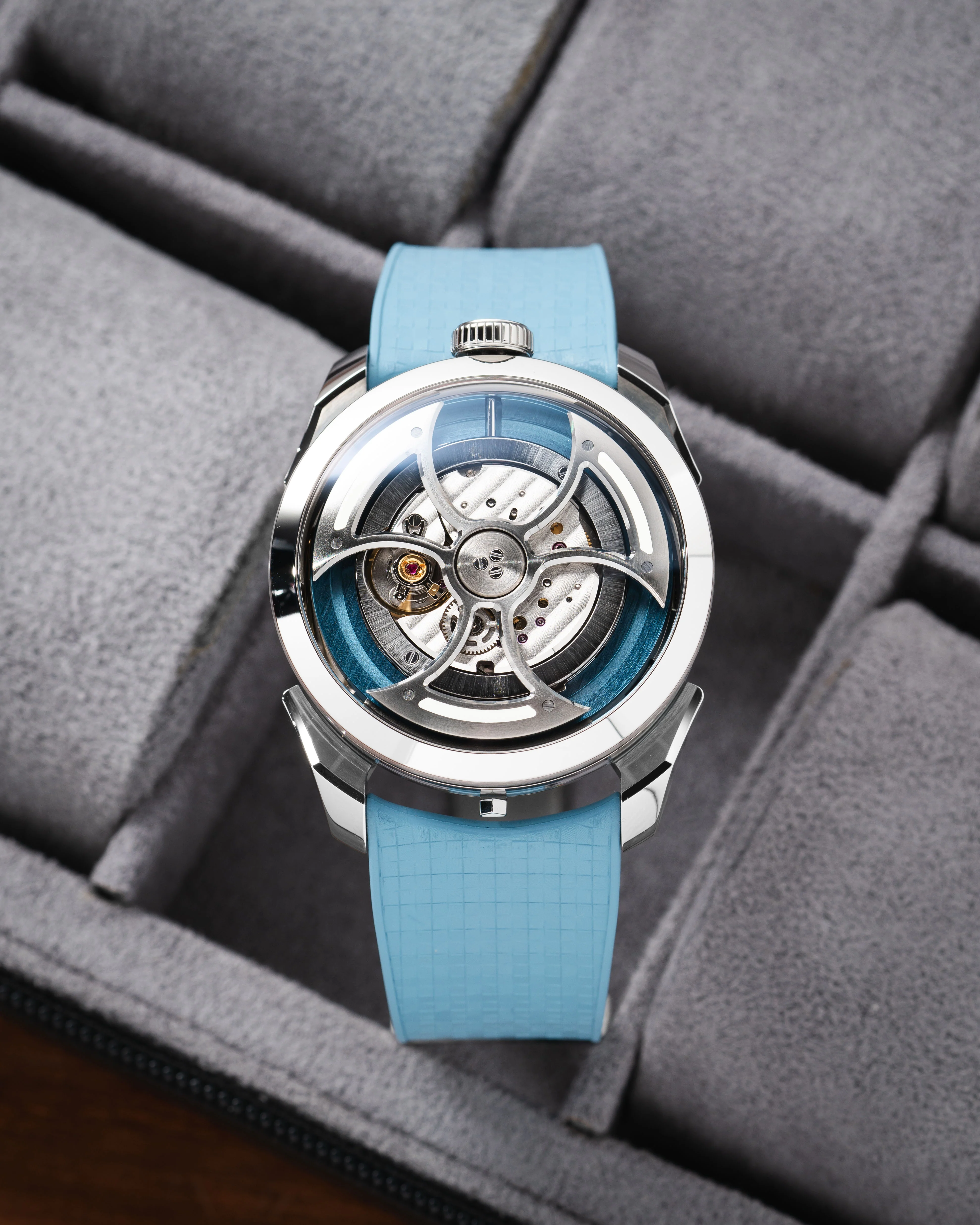 Baby Blue Curved CTS Rubber Strap for MB&F MAD1 - Image 4