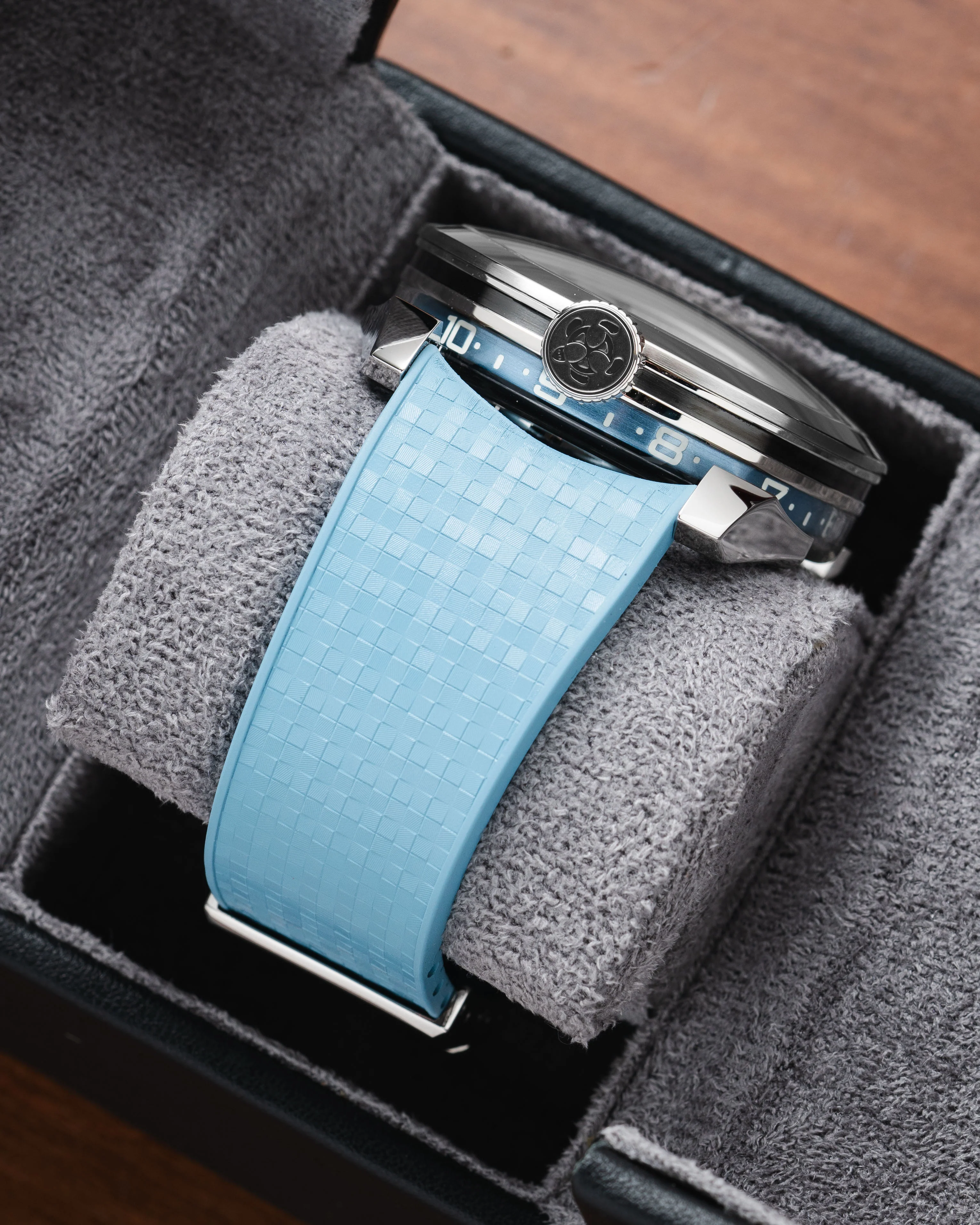 Baby Blue Curved CTS Rubber Strap for MB&F MAD1 - Image 5