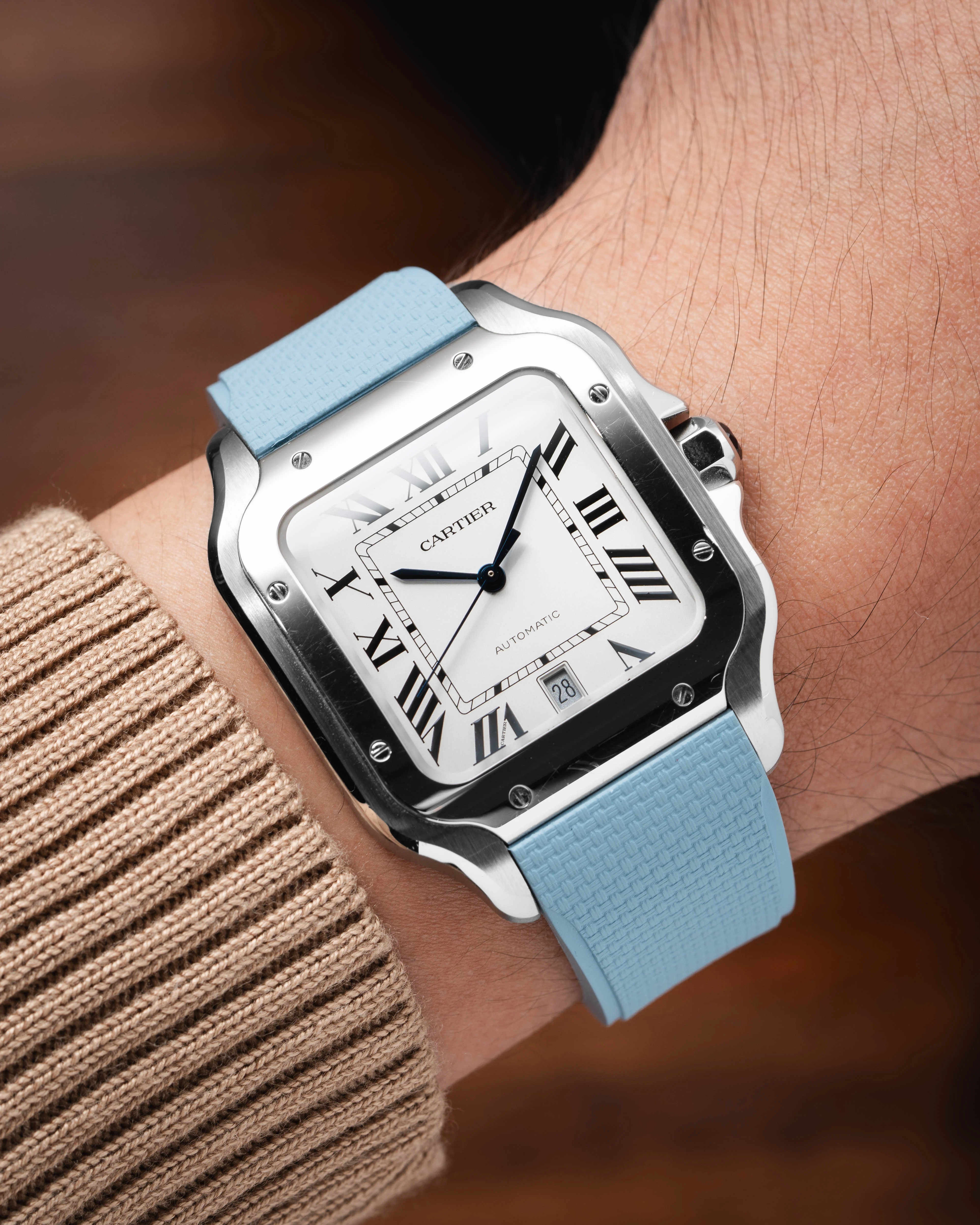 Baby Blue Sailcloth CTS Rubber Strap for Cartier Santos de Cartier - Image 3