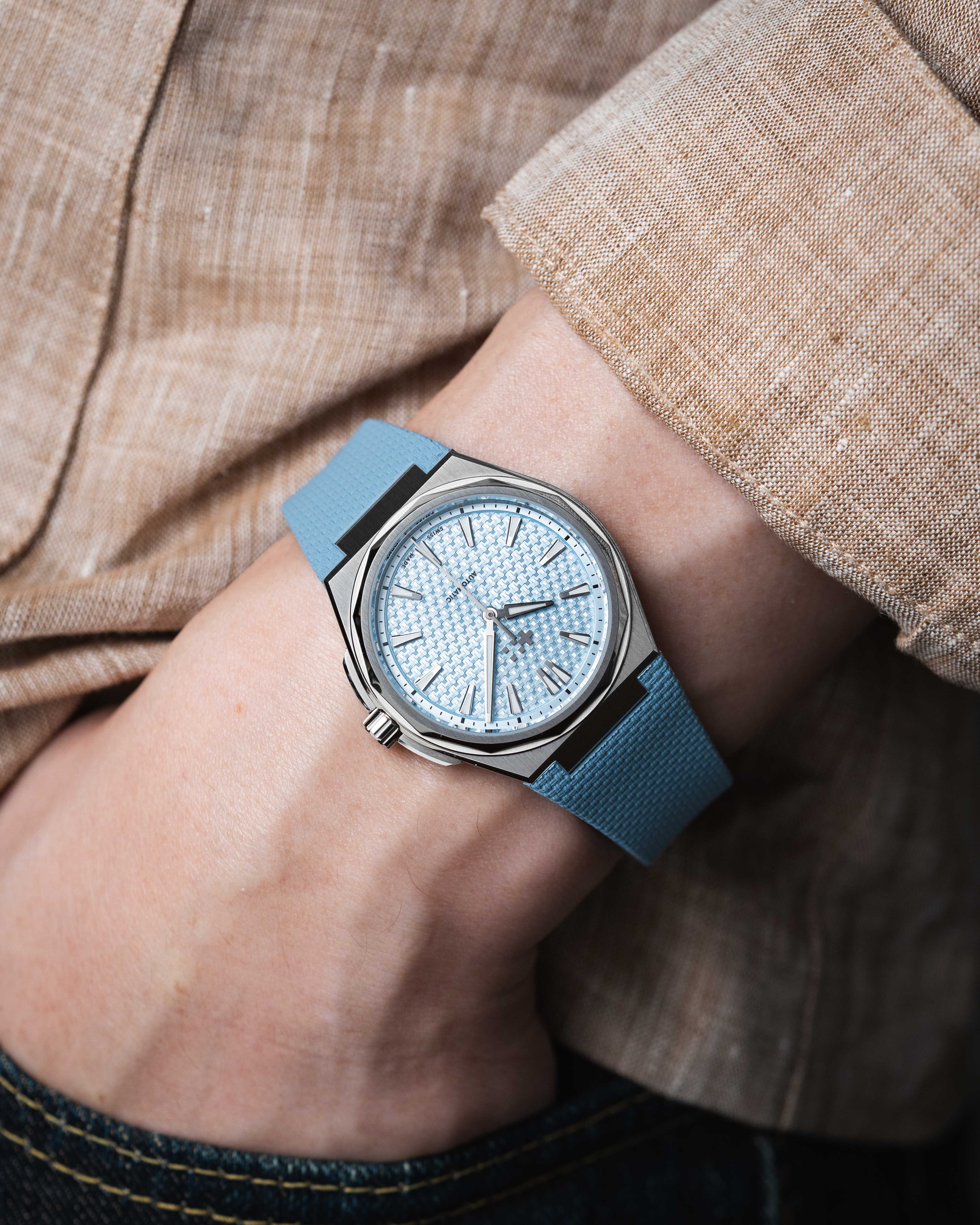 Baby Blue Sailcloth CTS Rubber Strap for Christopher Ward The Twelve - Image 4