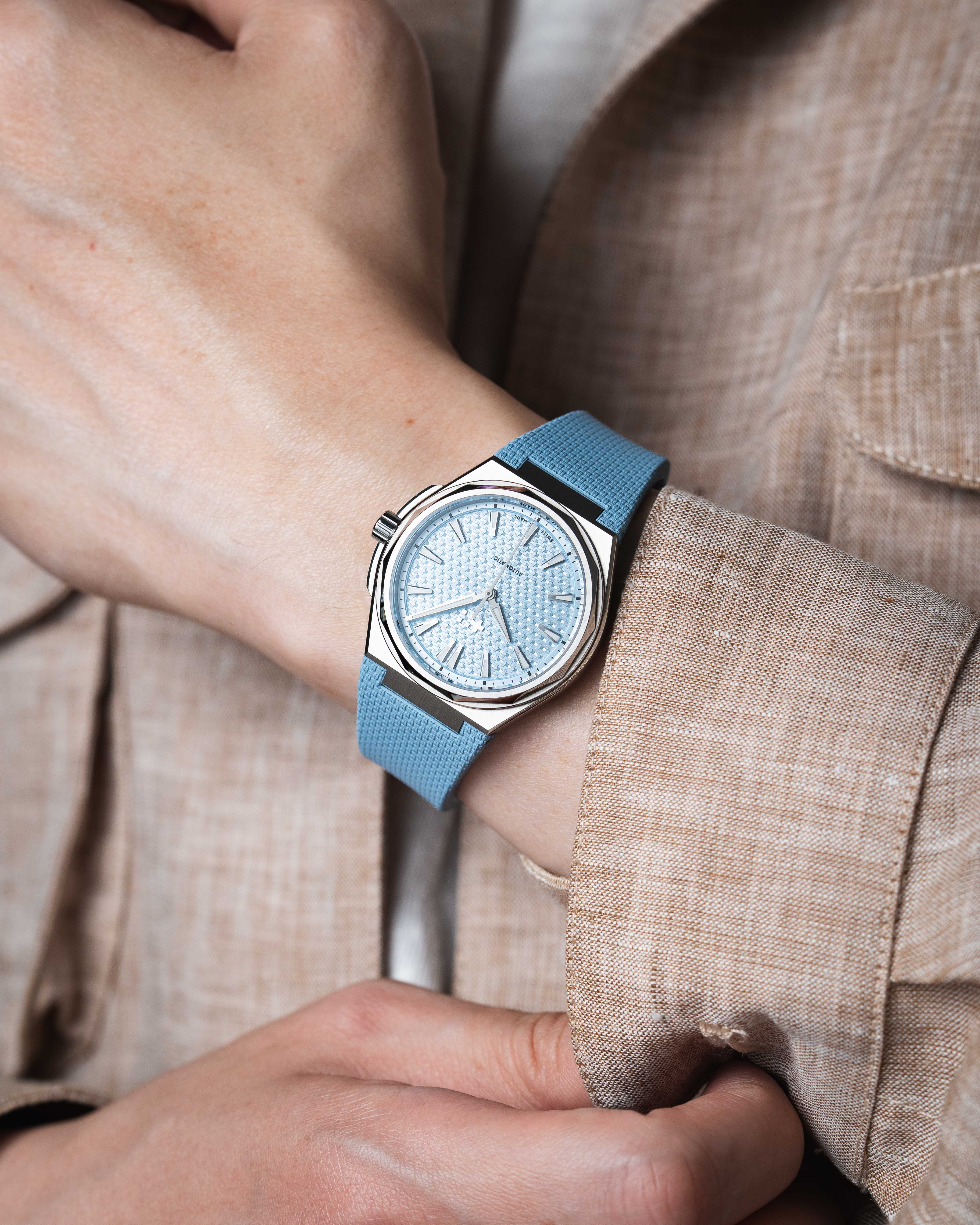 Baby Blue Sailcloth CTS Rubber Strap for Christopher Ward The Twelve - Image 5