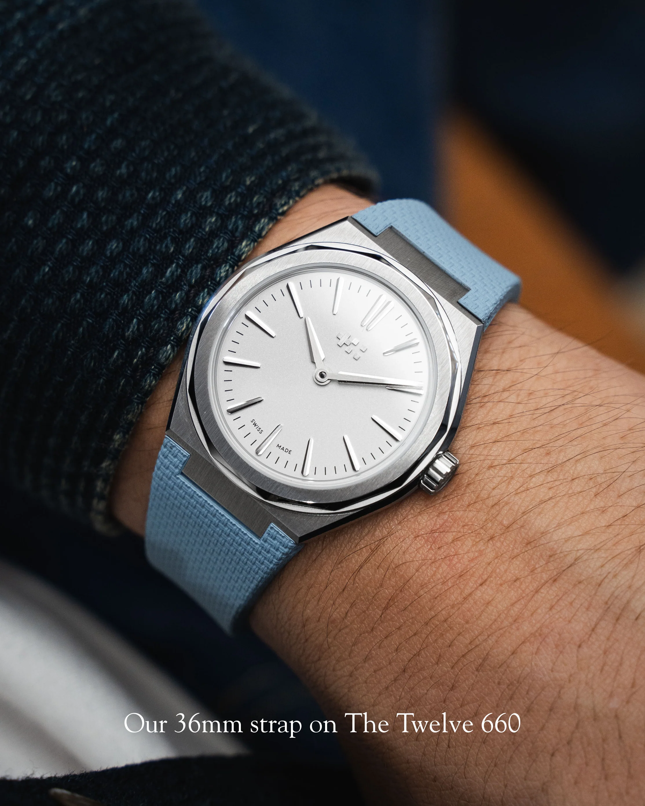Baby Blue Sailcloth CTS Rubber Strap for Christopher Ward The Twelve - Image 9