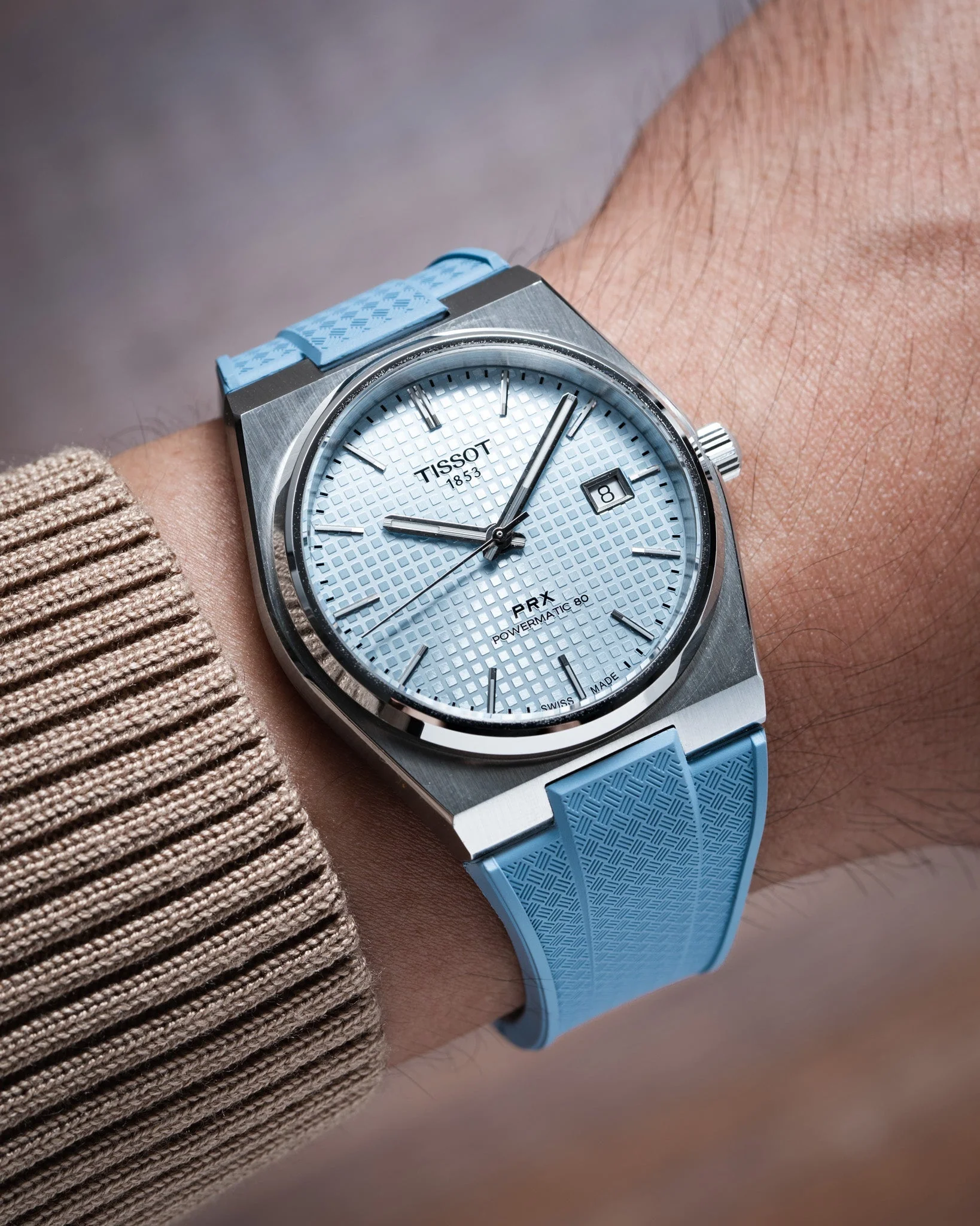 Baby Blue CTS Rubber Strap for Tissot PRX - Image 3