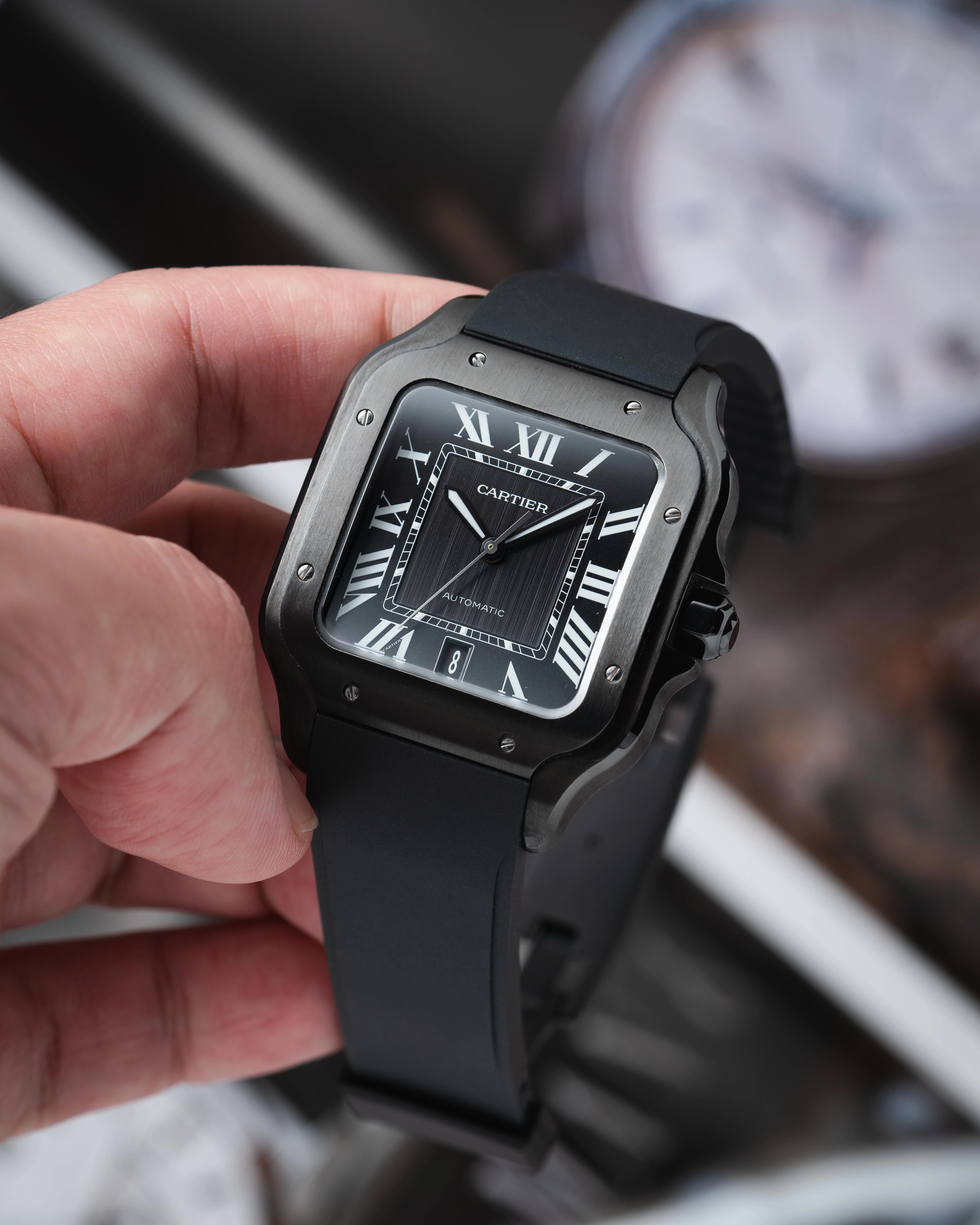 Black CTS Rubber Strap for Cartier Santos de Cartier - Image 4