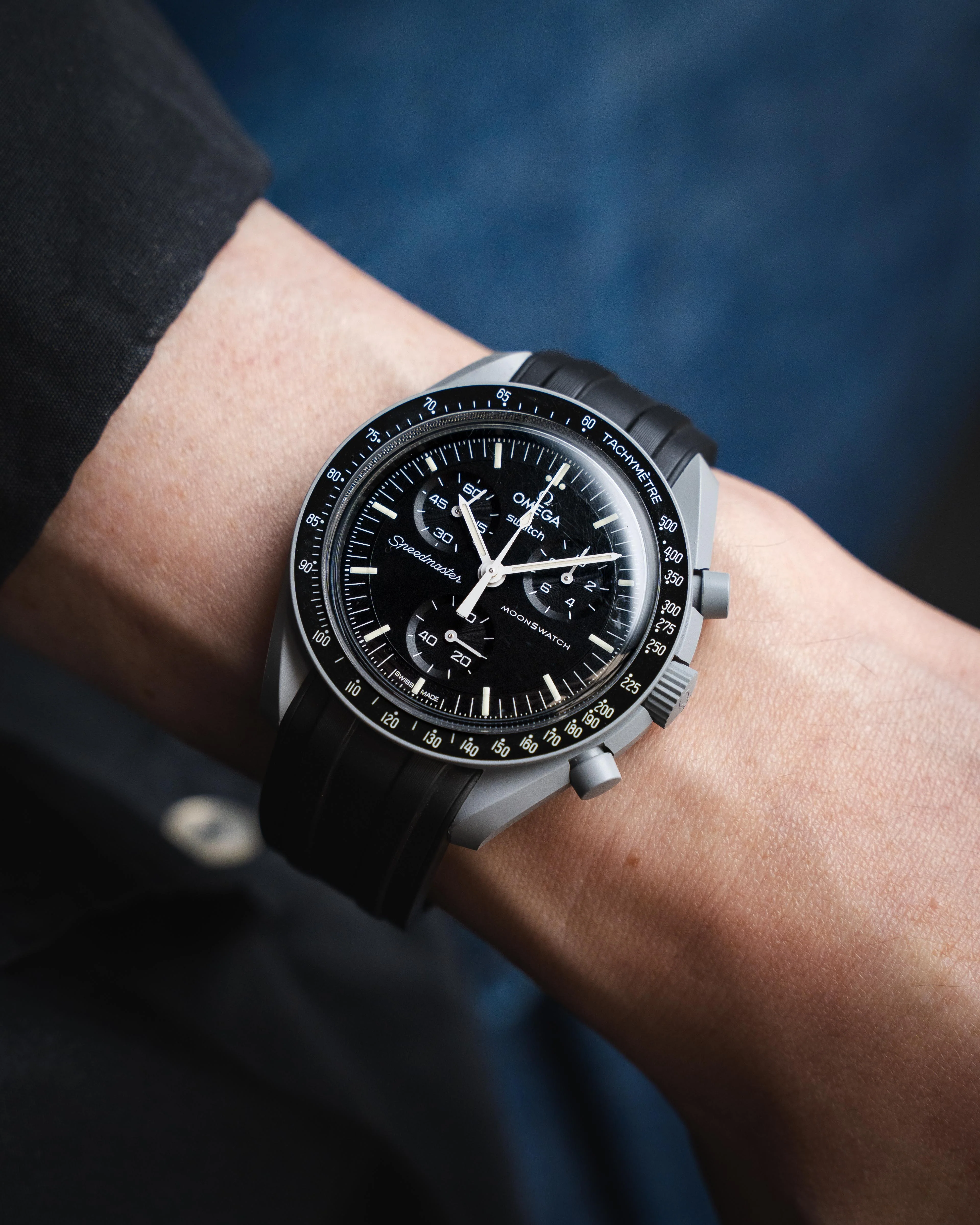 Black CTS Rubber Strap for Omega Speedmaster & Swatch MoonSwatch - Image 5
