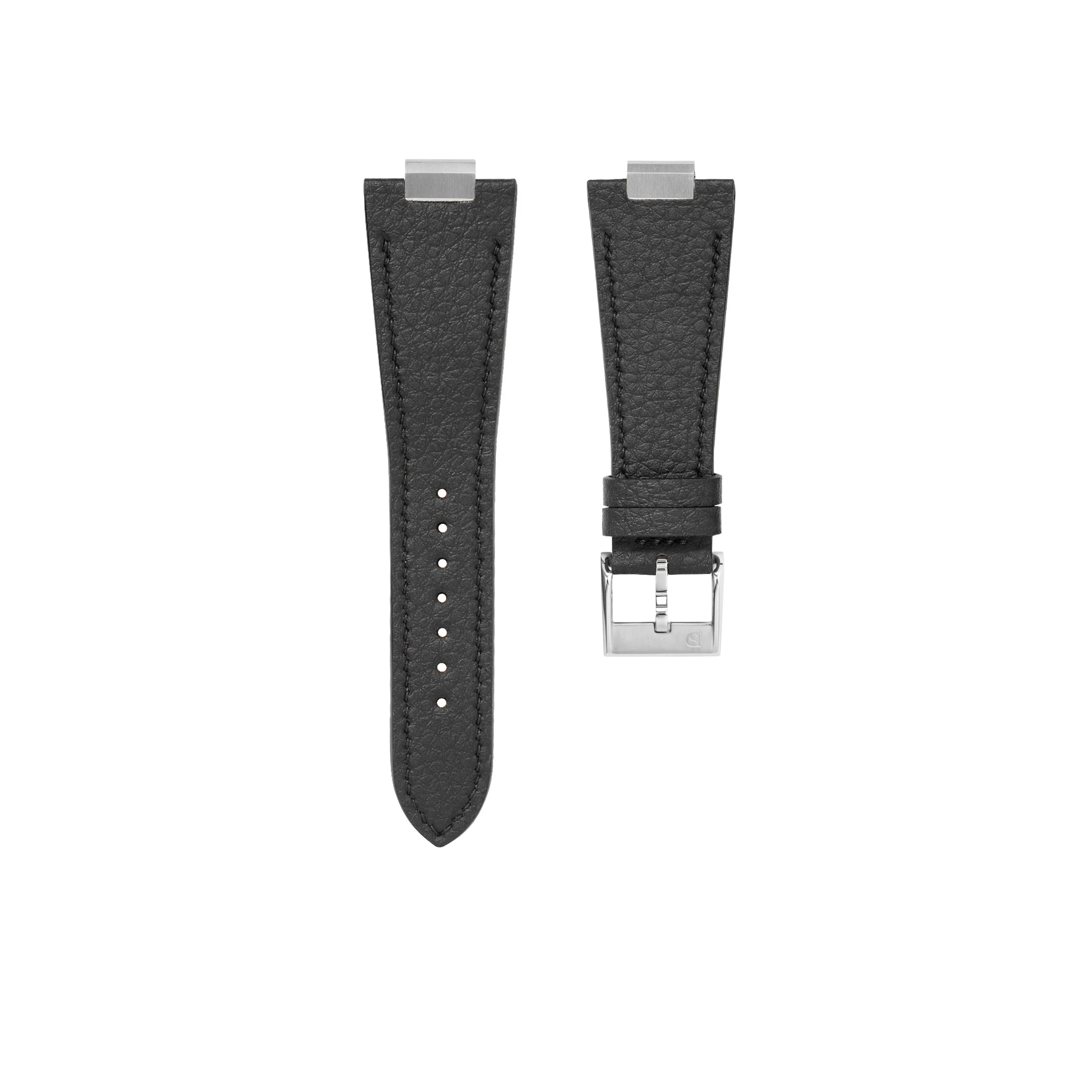 Black Rubberised Leather (Togo) Strap for Tissot PRX - Image 5