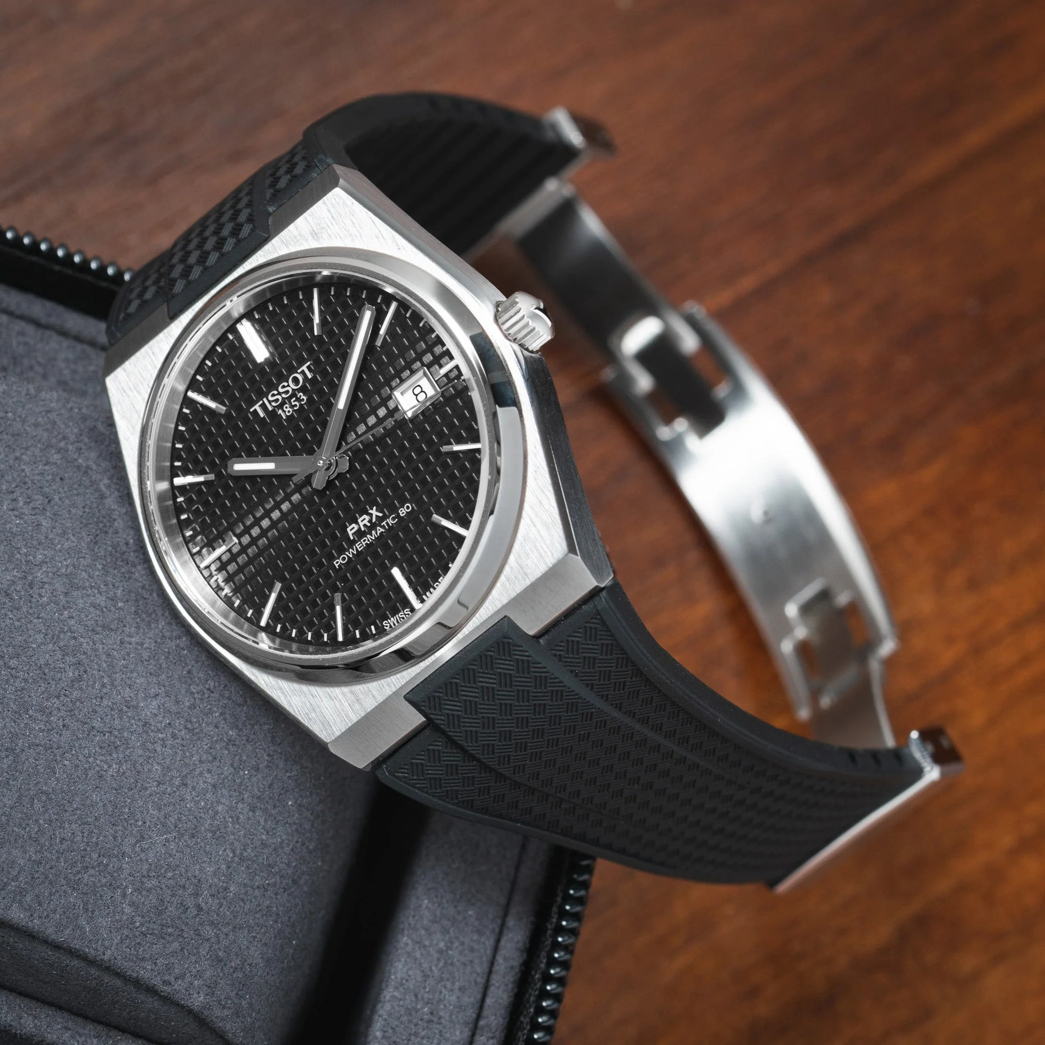 Black CTS Rubber Strap for Tissot PRX - Image 5
