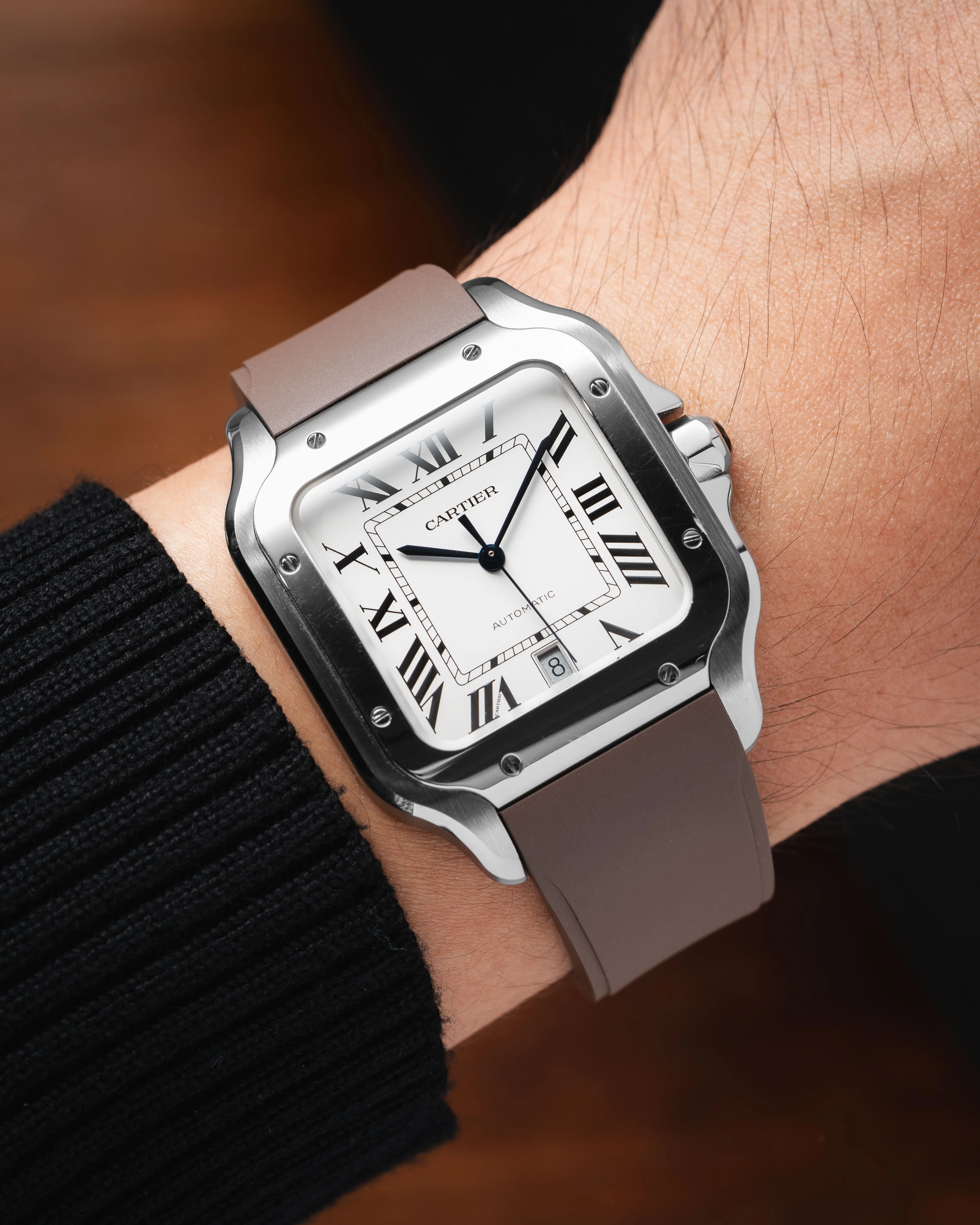 Brown CTS Rubber Strap for Cartier Santos de Cartier - Image 2