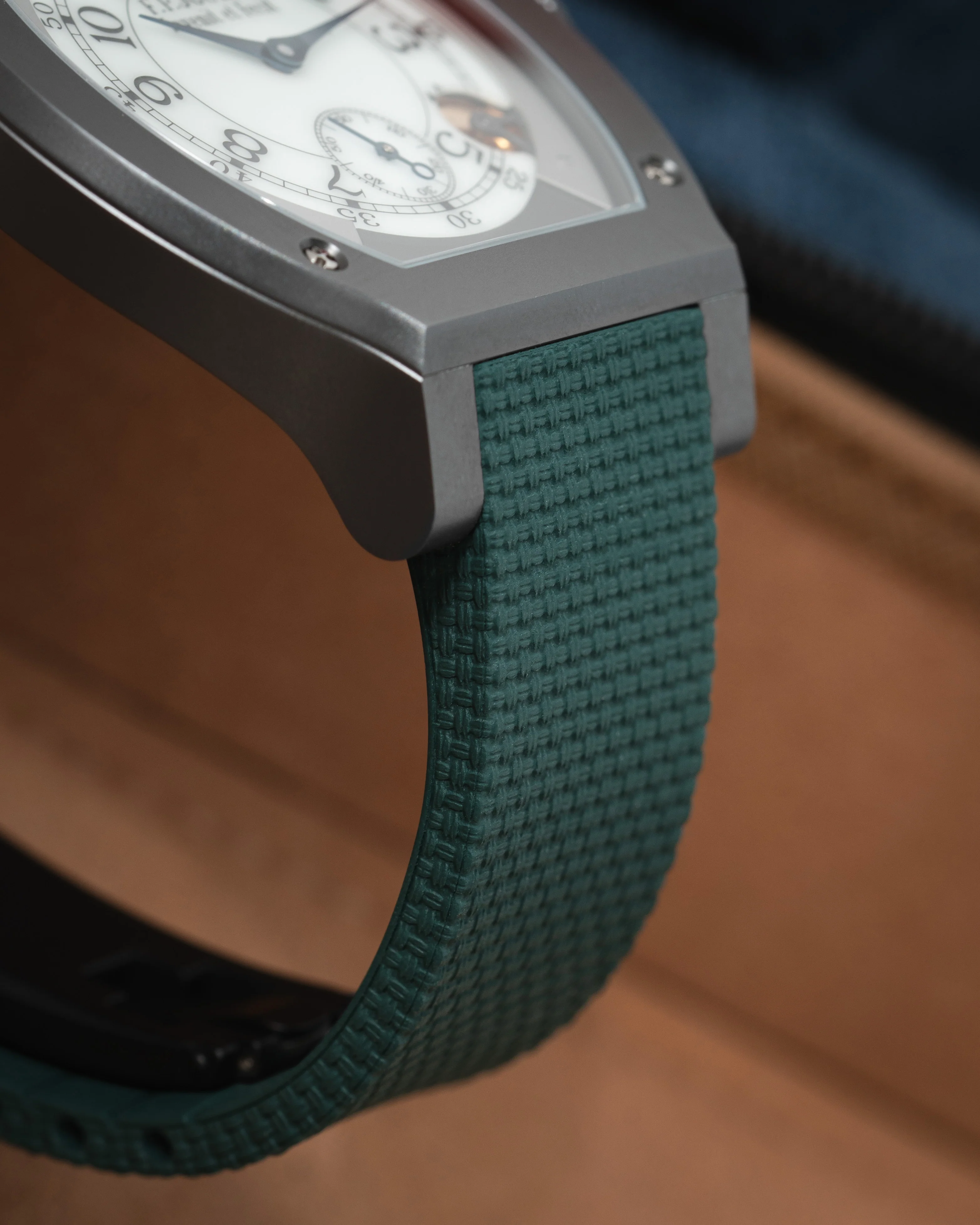 Emerald Green Sailcloth CTS Rubber Strap for F.P. Journe Élégante - Image 3