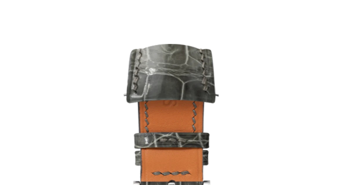 Overstock: Glossy Grey Crocodile Signature (Curved) Strap - Image 3