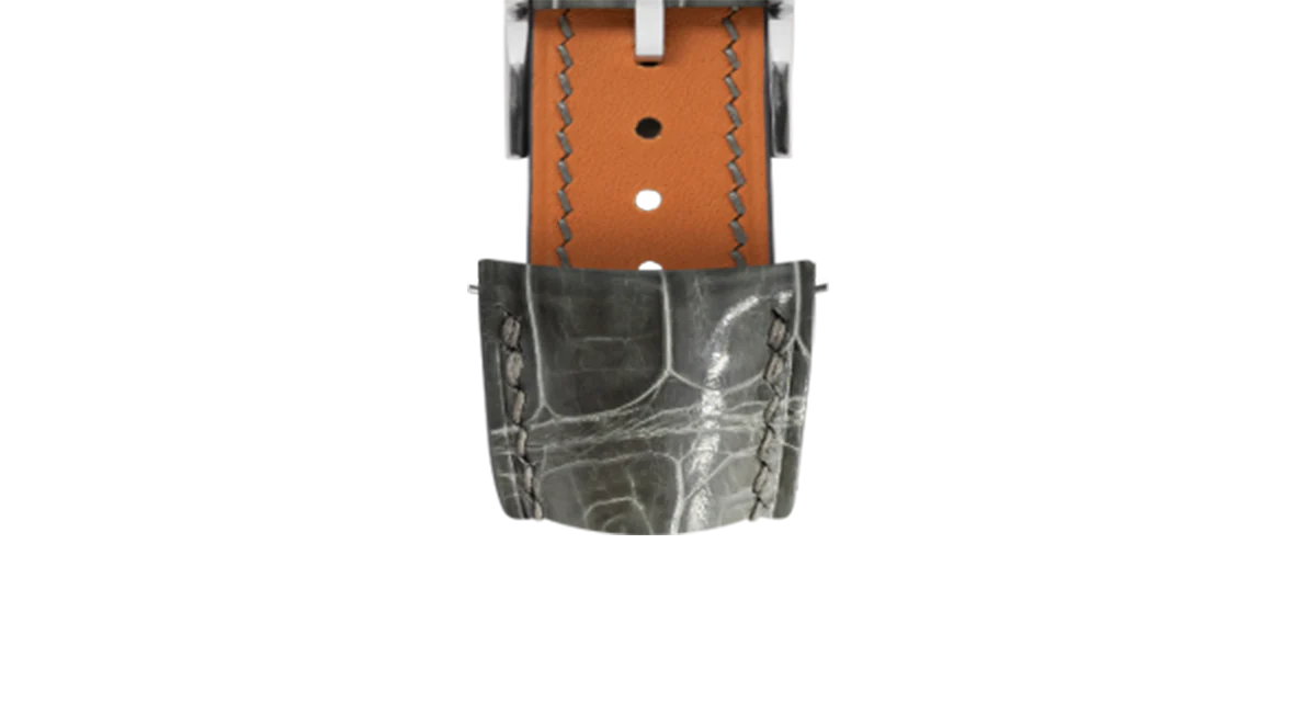 Overstock: Glossy Grey Crocodile Signature (Curved) Strap - Image 4