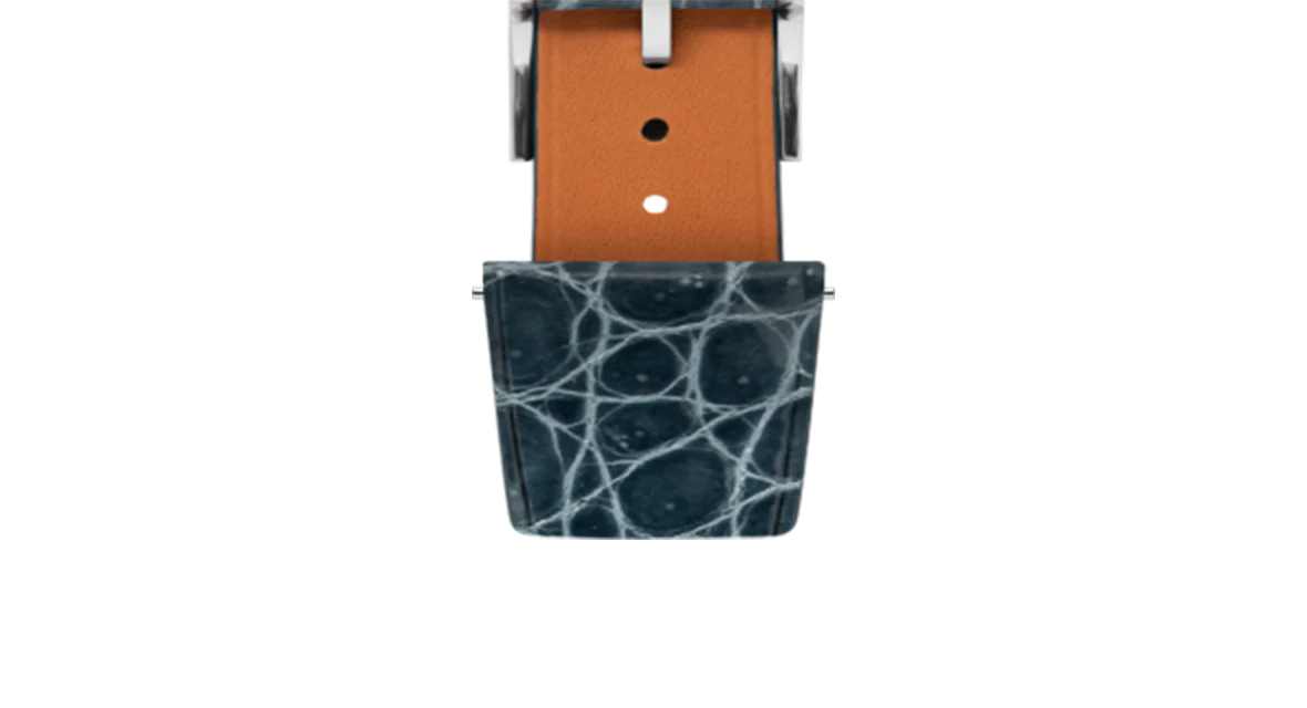 Glossy Lagoon Blue Crocodile Flank Stitchless Strap - Image 5