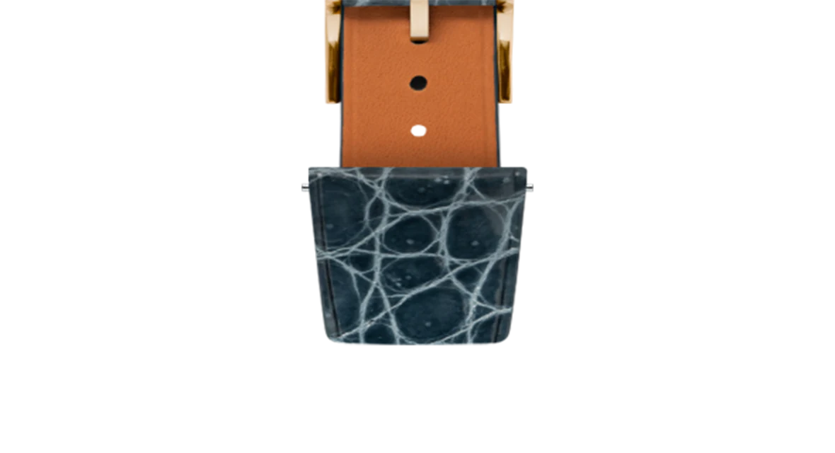 Glossy Lagoon Blue Crocodile Flank Stitchless Strap - Image 9