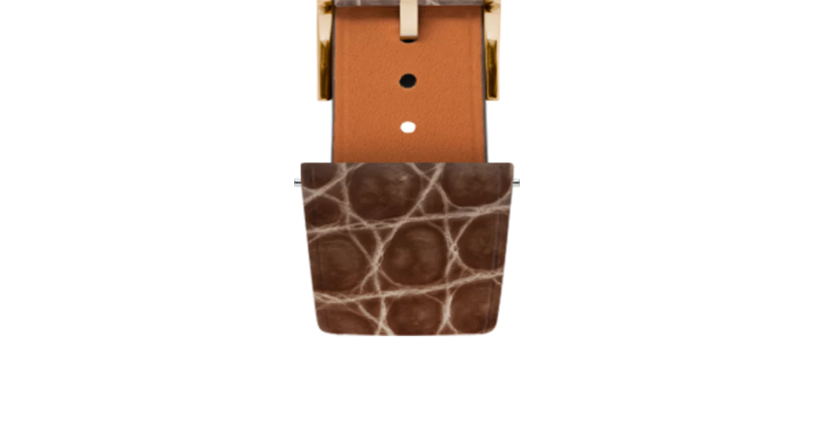 Glossy Taupe Brown Crocodile Flank Stitchless Strap - Image 9