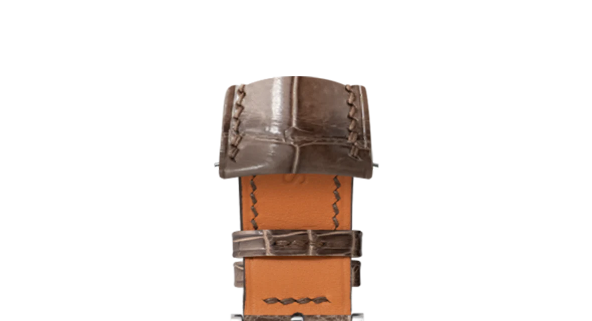 Glossy Taupe Brown Crocodile Signature (Curved) Strap - Image 5