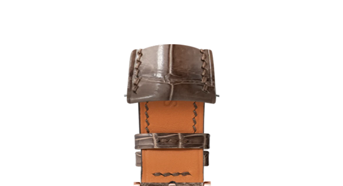 Glossy Taupe Brown Crocodile Signature (Curved) Strap - Image 7