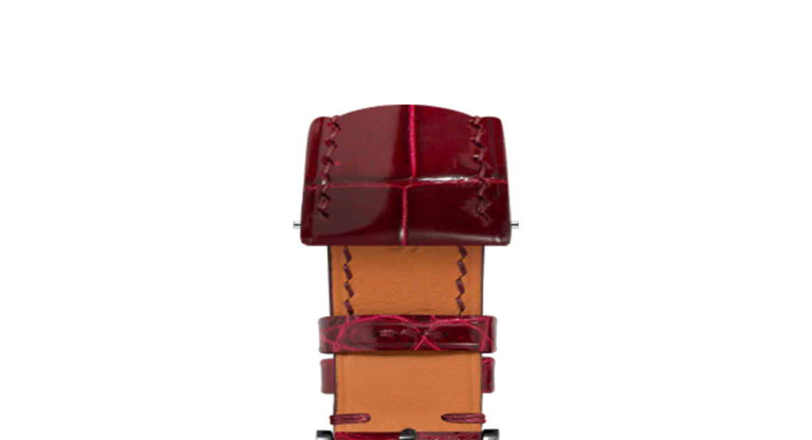 Glossy Wine Red Crocodile Signature Strap - Image 10