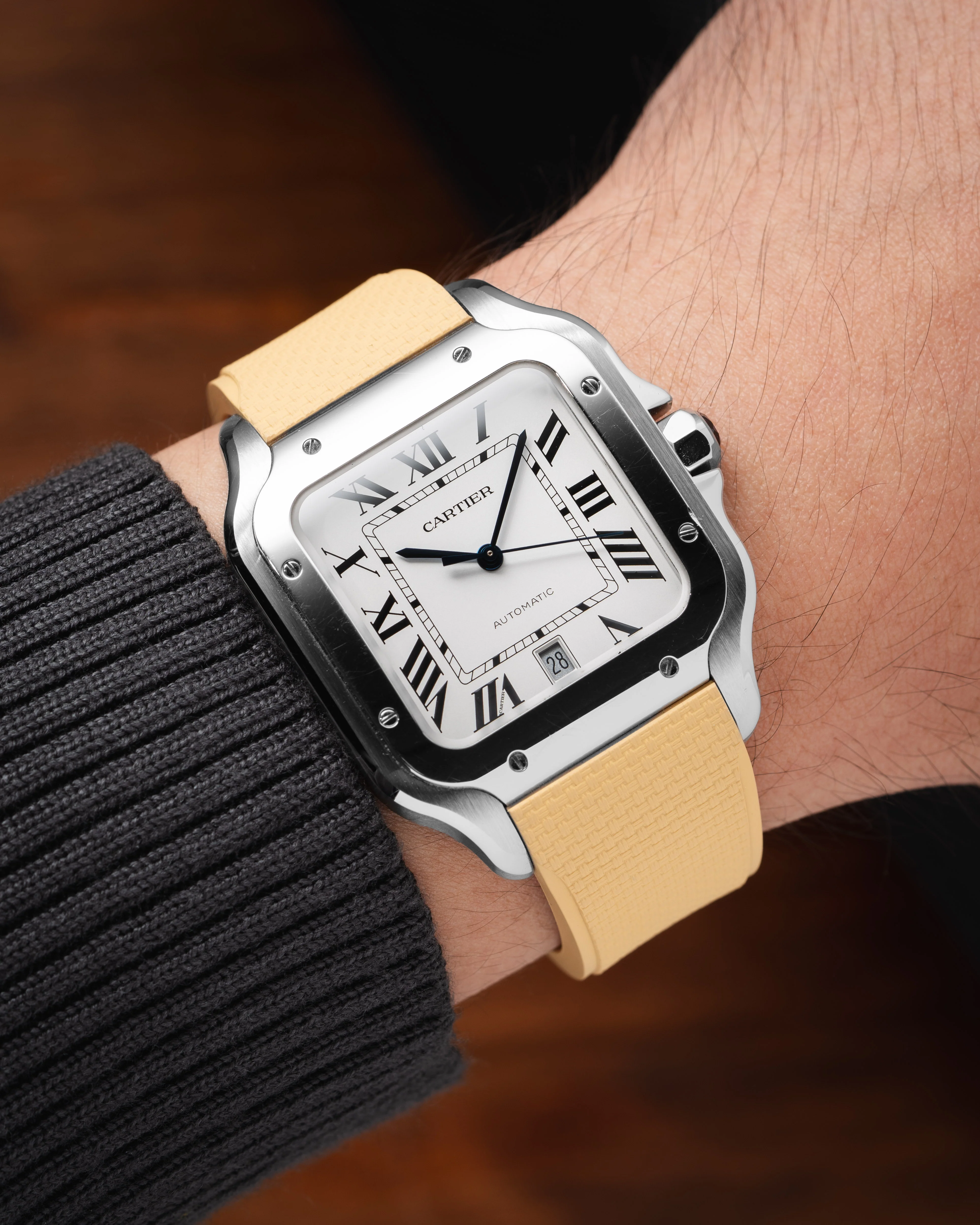Gold Sailcloth CTS Rubber Strap for Cartier Santos de Cartier - Image 3