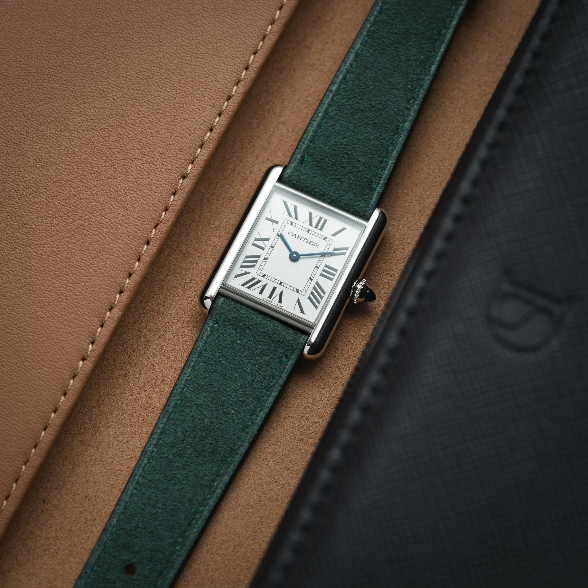 Green Alcantara Strap for Cartier Tank - Image 2