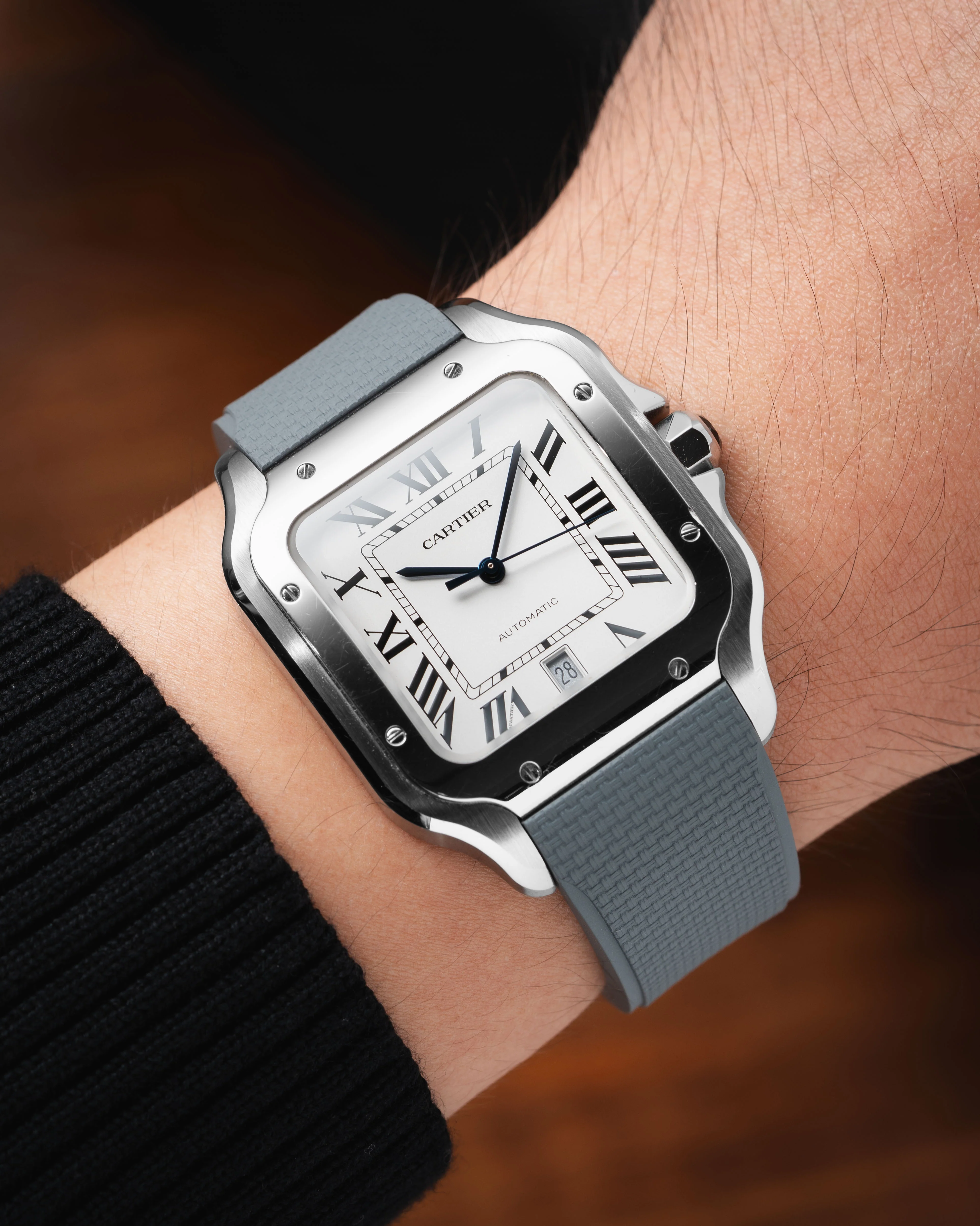 Grey Sailcloth CTS Rubber Strap for Cartier Santos de Cartier - Image 3