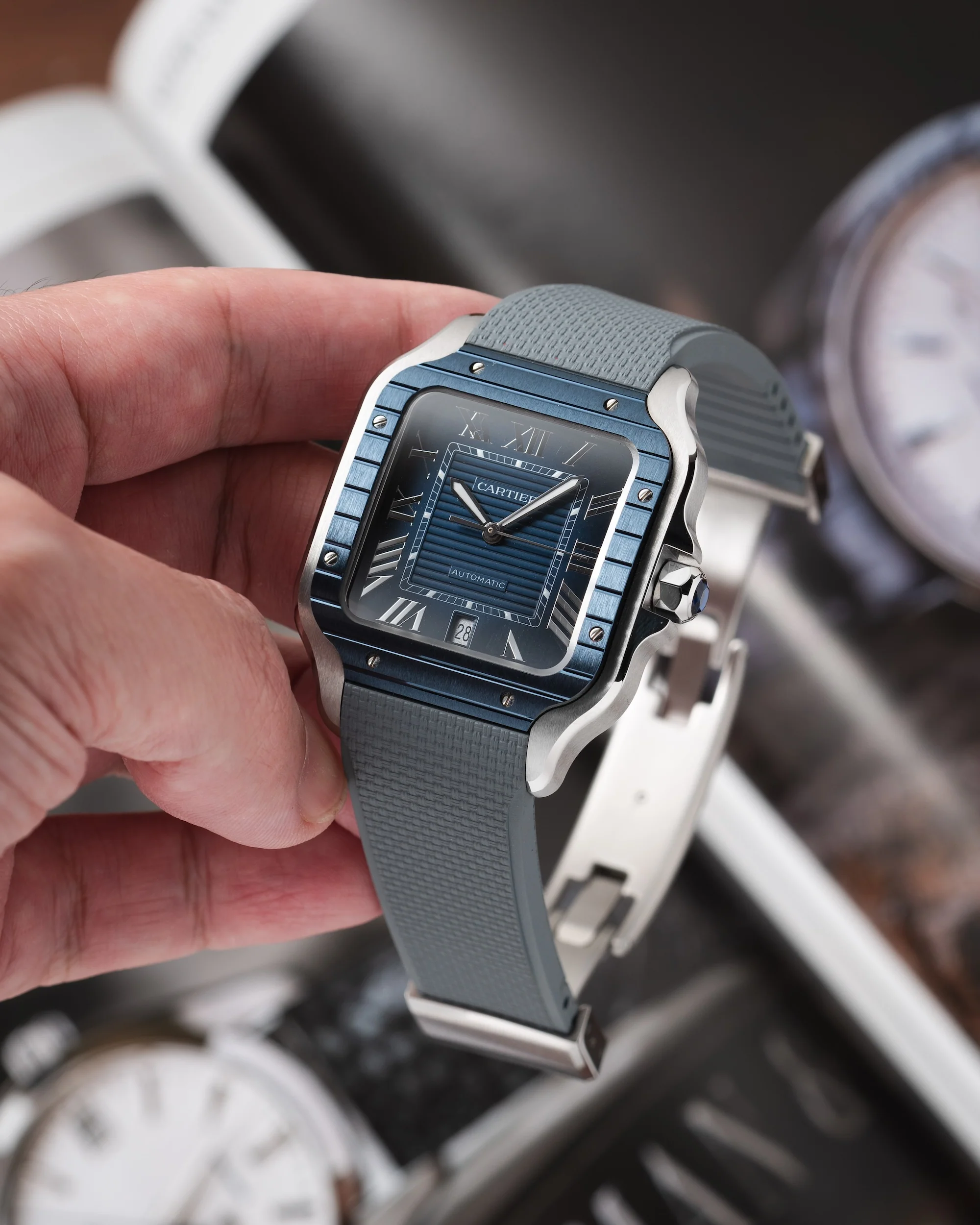 Grey Sailcloth CTS Rubber Strap for Cartier Santos de Cartier - Image 4
