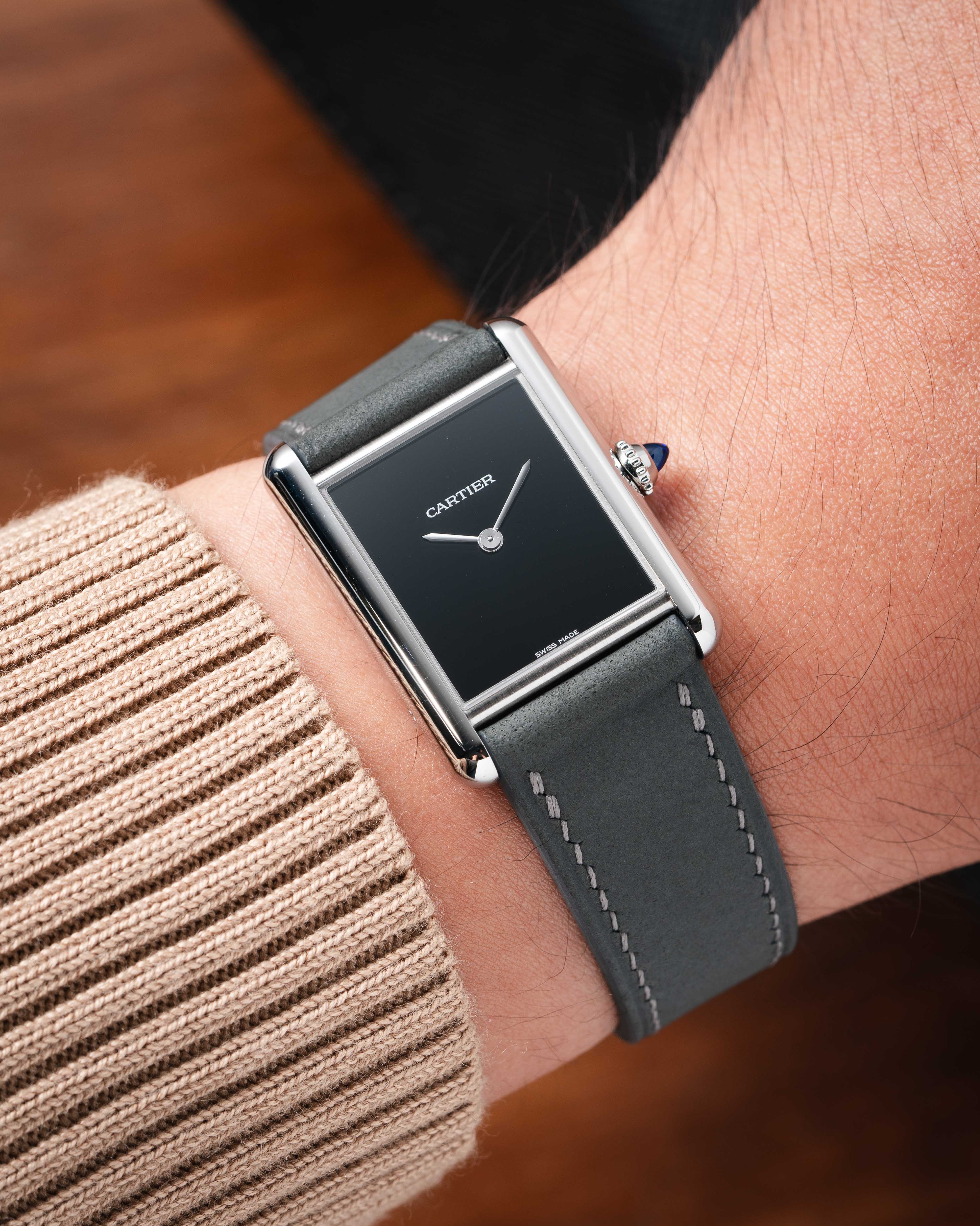 Light Grey Nubuck Strap for Cartier Tank - Image 3