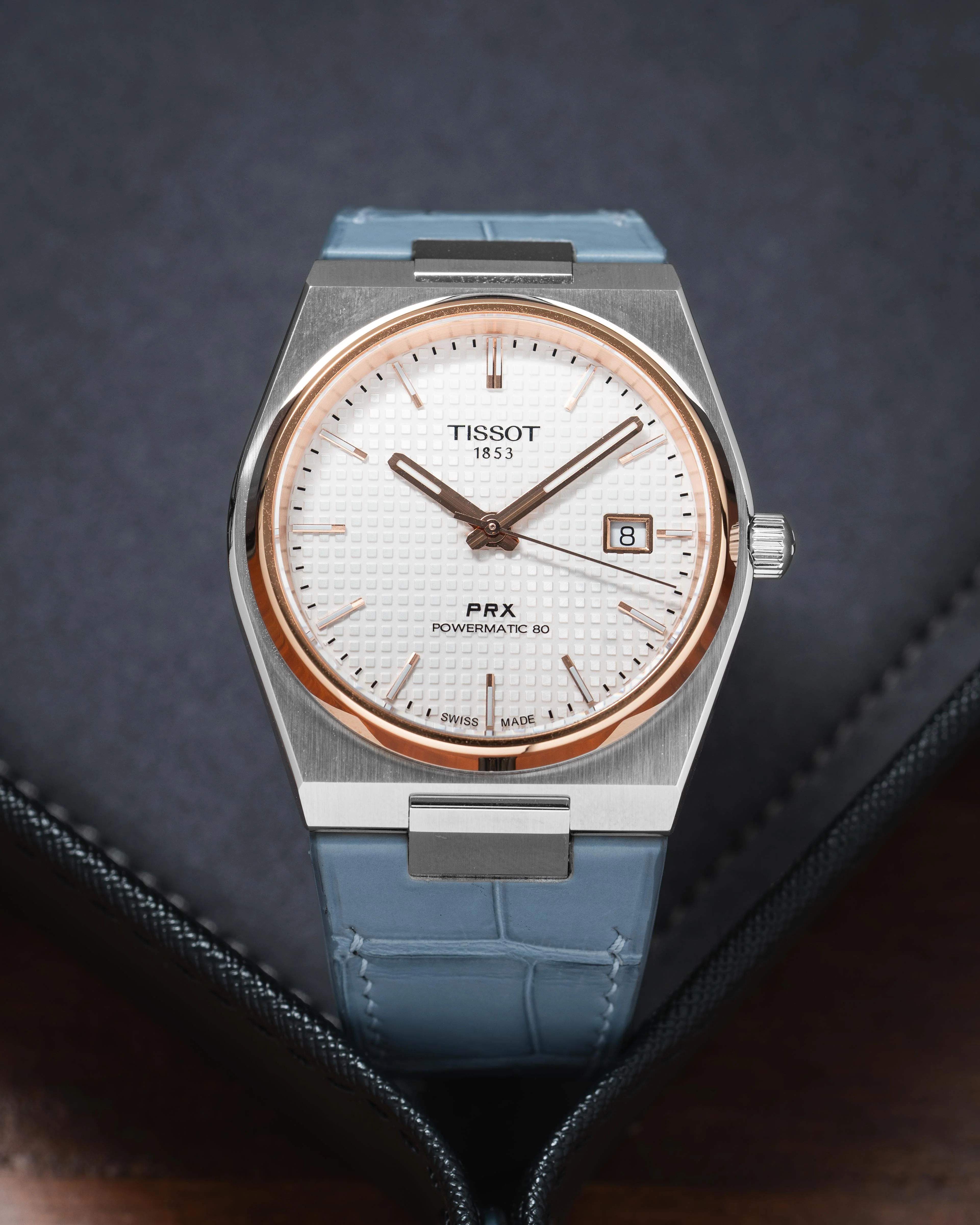 Matte Astral Blue Alligator Strap for Tissot PRX - Image 4