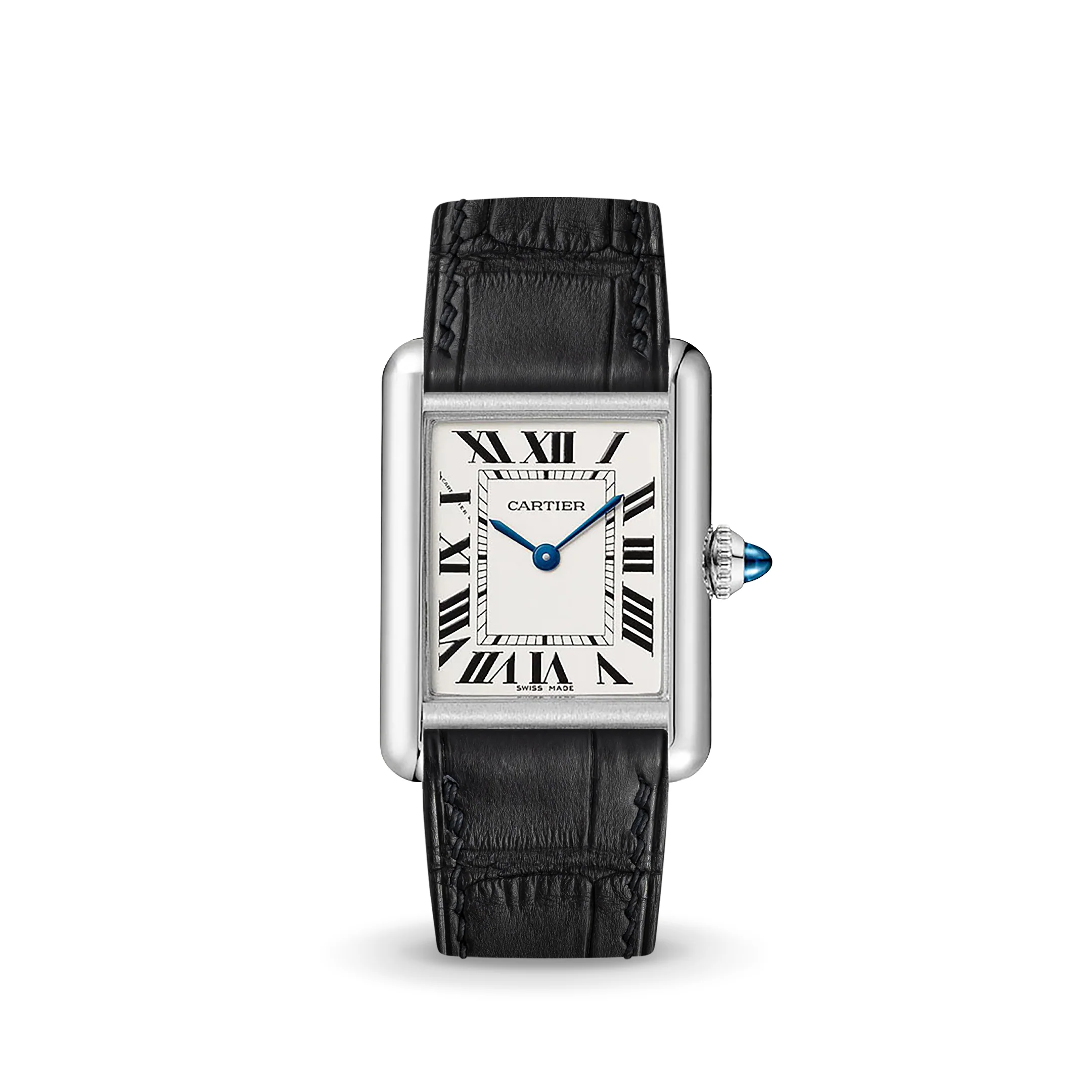 Matte Black Alligator Strap for Cartier Tank