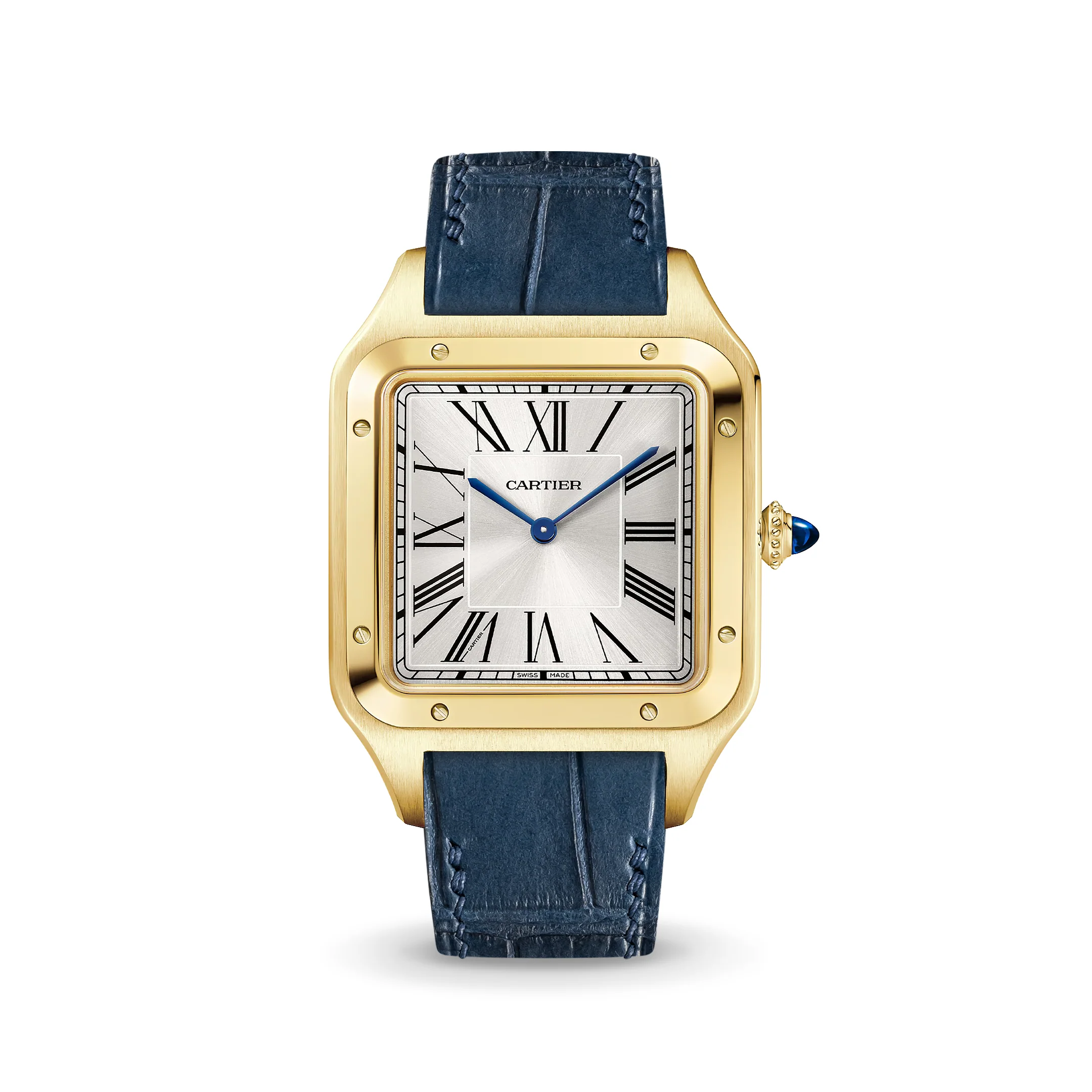 Matte Navy Alligator Strap for Cartier Santos-Dumont