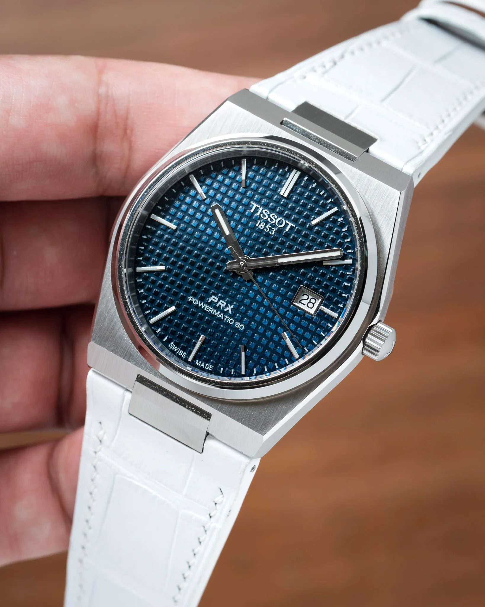 Matte White Alligator Strap for Tissot PRX - Image 4