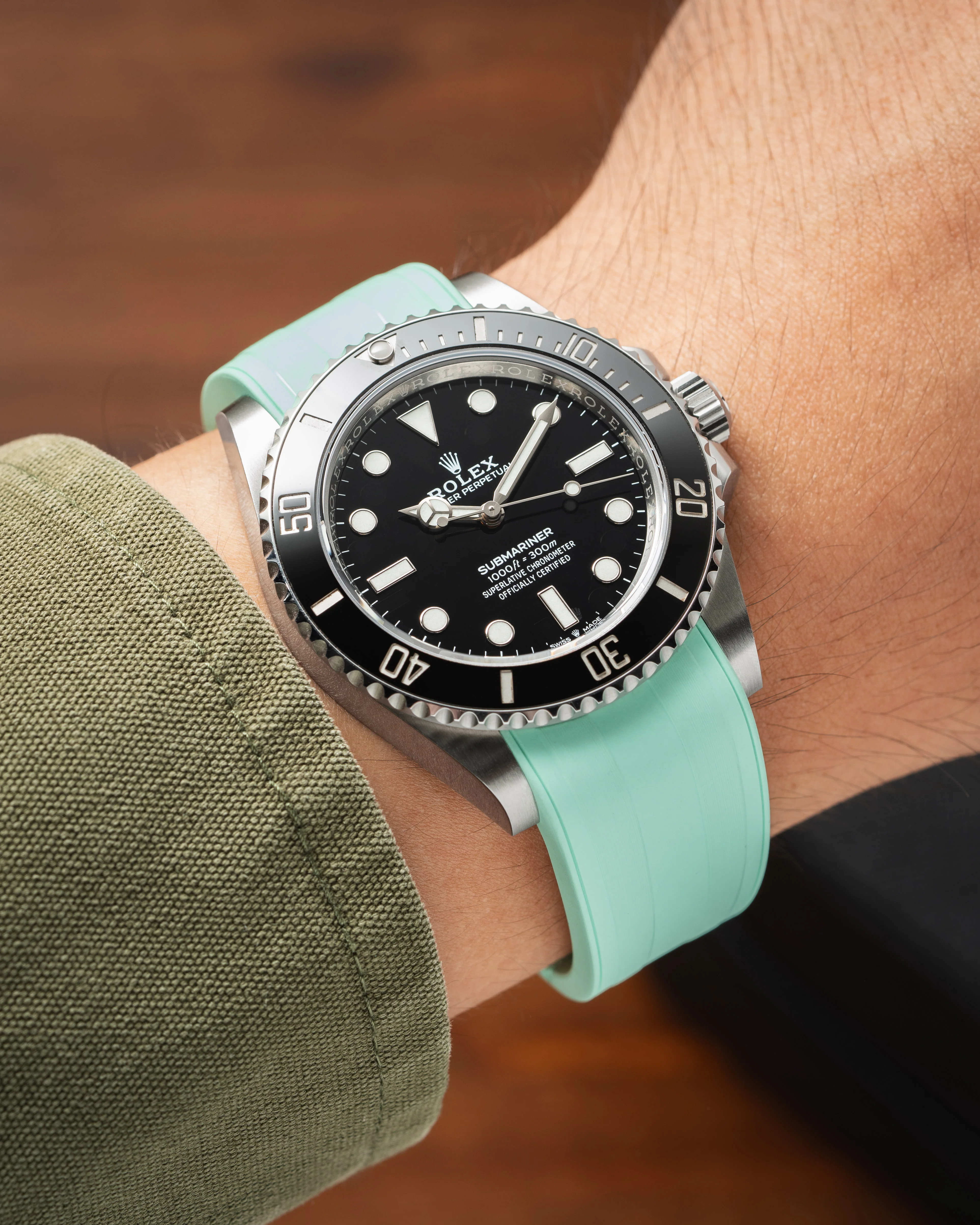 Mint Green CTS Rubber Strap for Rolex Submariner 41mm - Image 2