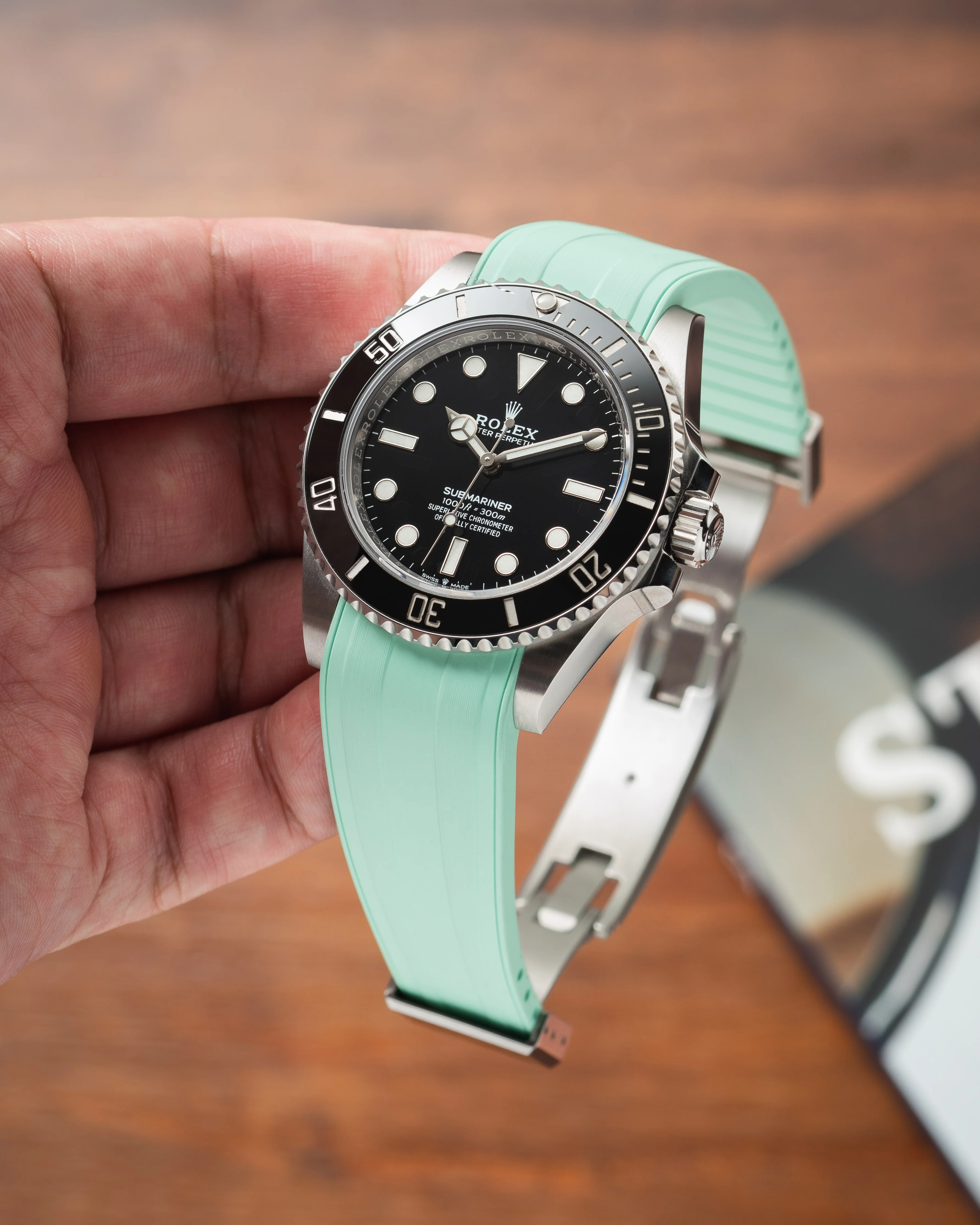 Mint Green CTS Rubber Strap for Rolex Submariner 41mm - Image 3