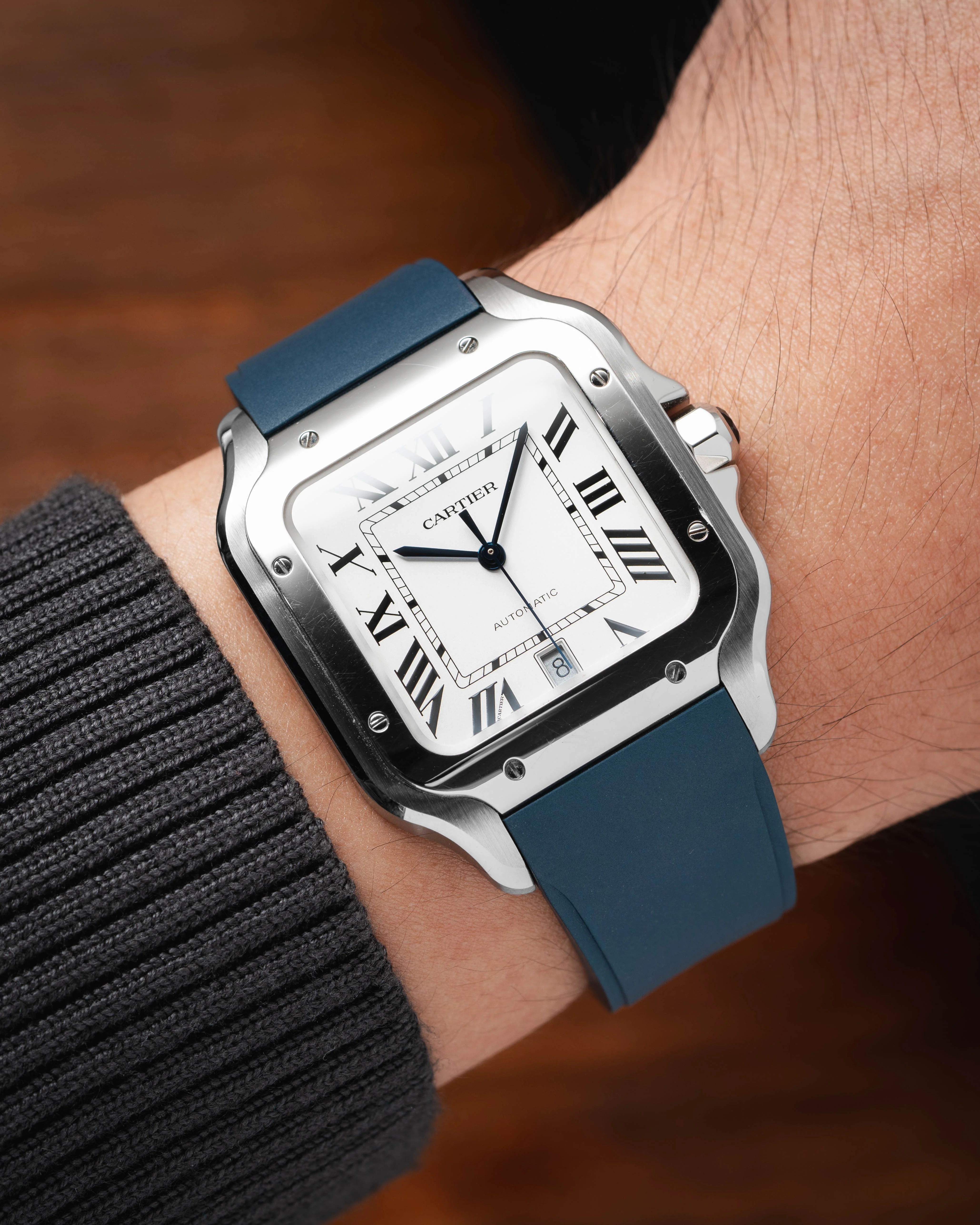 Navy CTS Rubber Strap for Cartier Santos de Cartier - Image 2