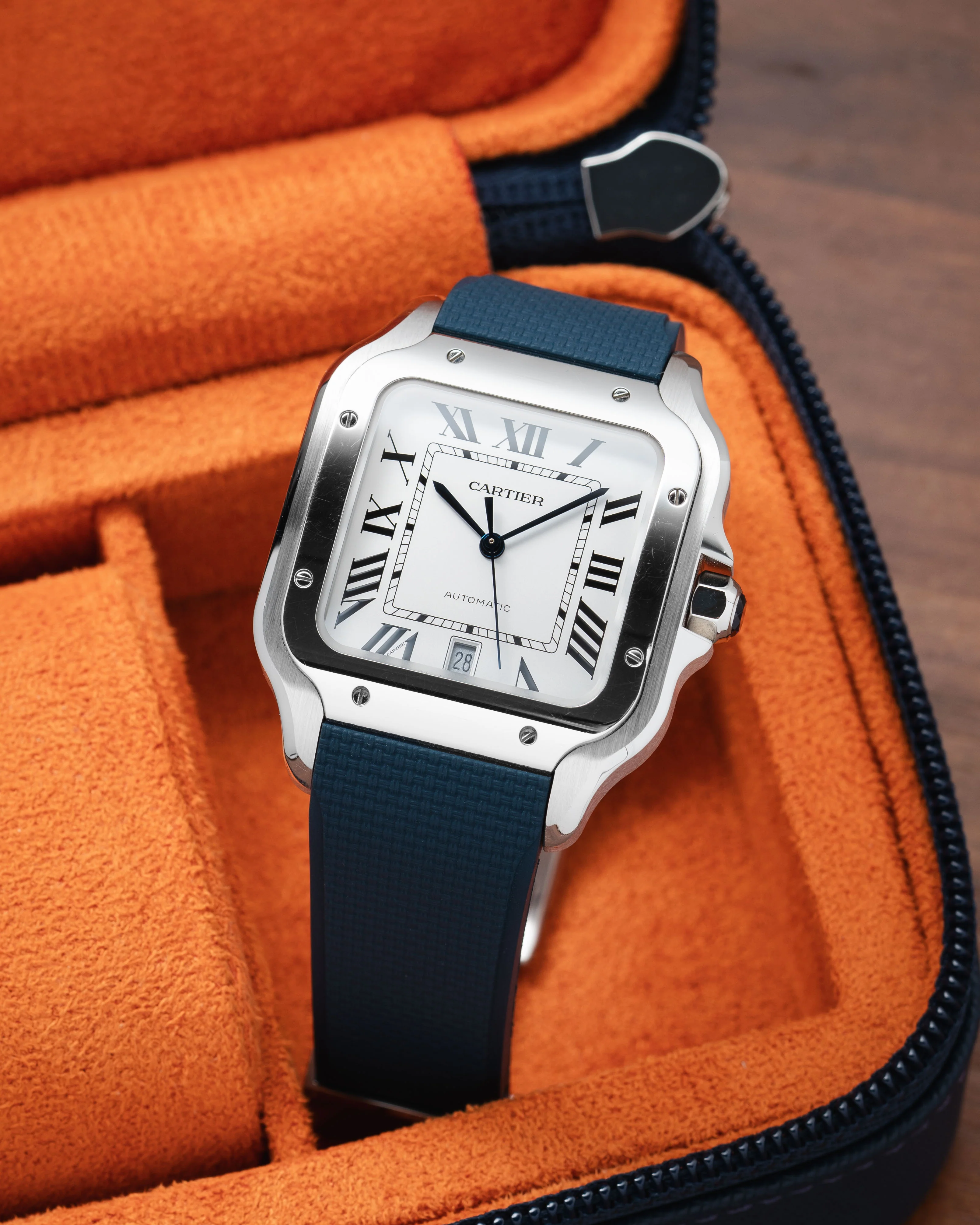 Navy Sailcloth CTS Rubber Strap for Cartier Santos de Cartier - Image 2