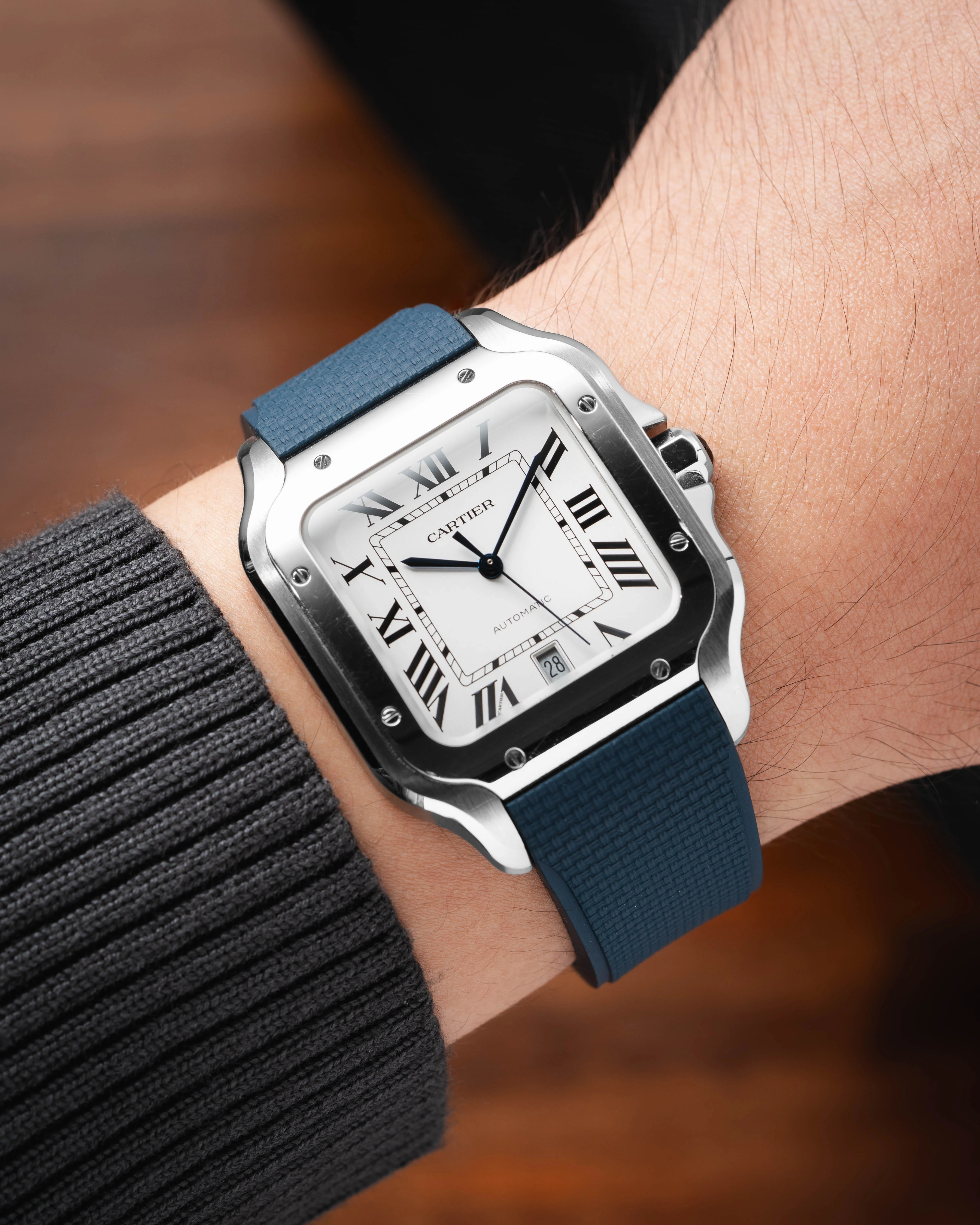 Navy Sailcloth CTS Rubber Strap for Cartier Santos de Cartier - Image 3