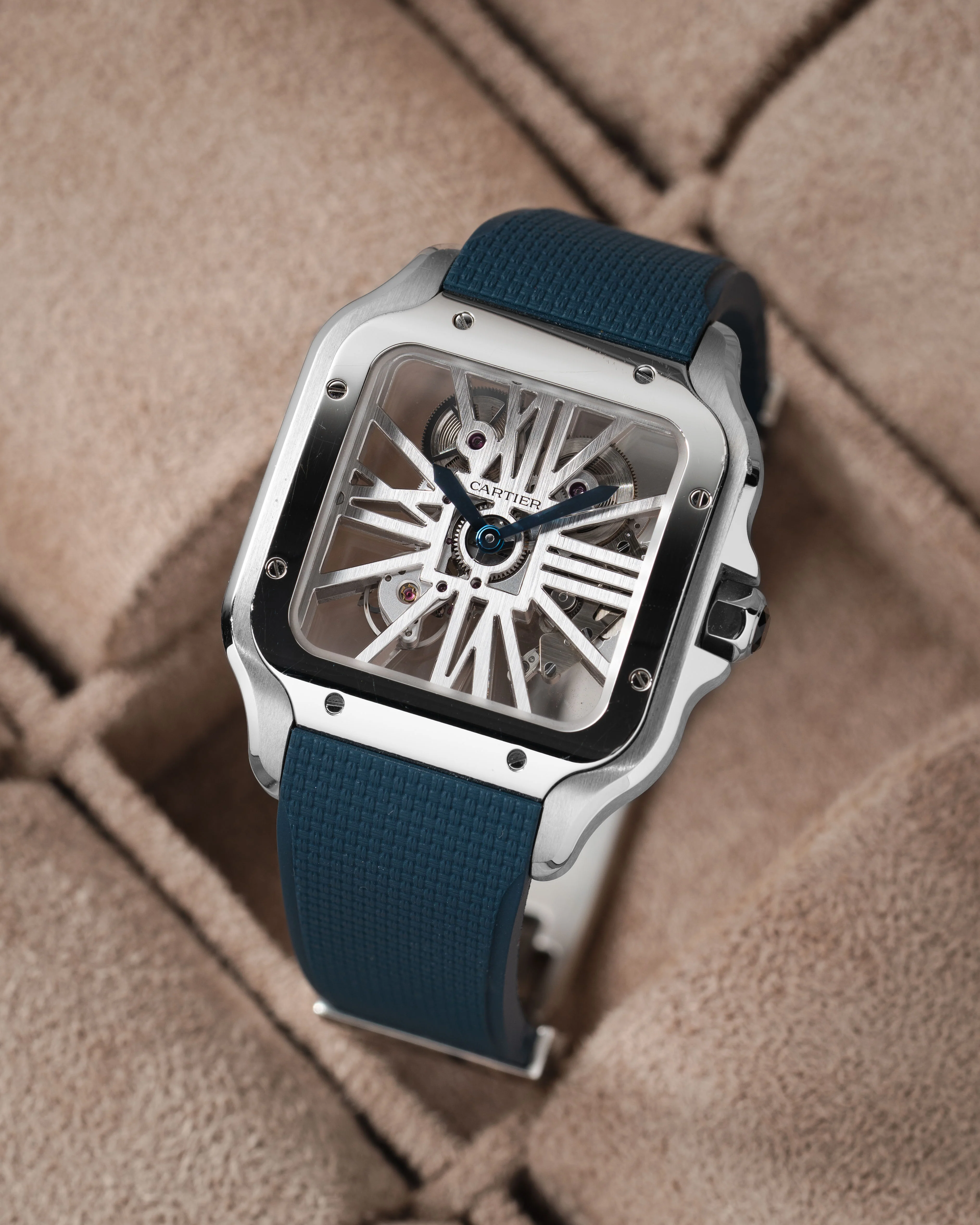 Navy Sailcloth CTS Rubber Strap for Cartier Santos de Cartier - Image 6