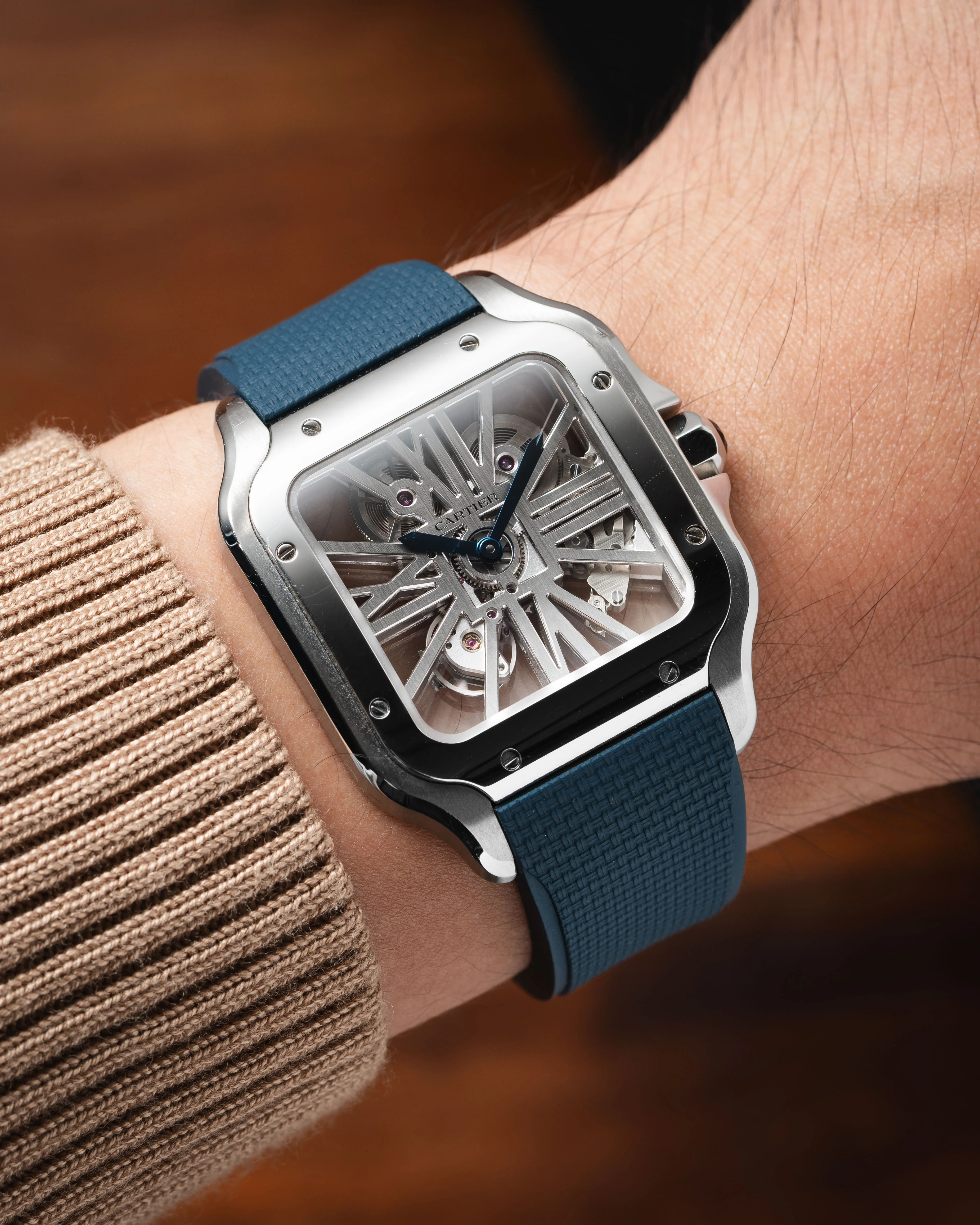 Navy Sailcloth CTS Rubber Strap for Cartier Santos de Cartier - Image 7