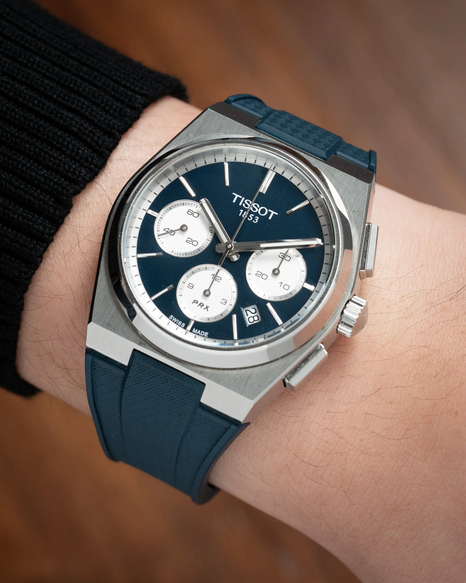 Navy CTS Rubber Strap for Tissot PRX Chronograph - Image 3