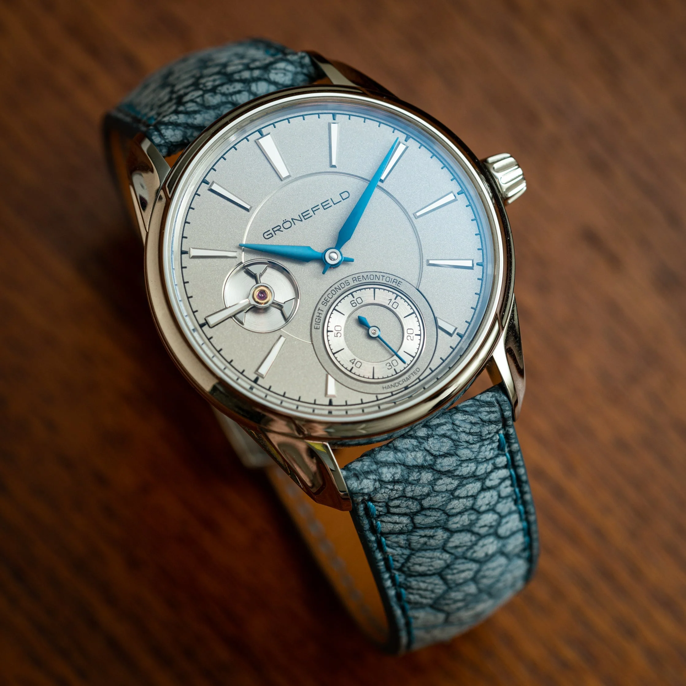 Nubuck Denim Ostrich Leg Signature Strap - Image 2