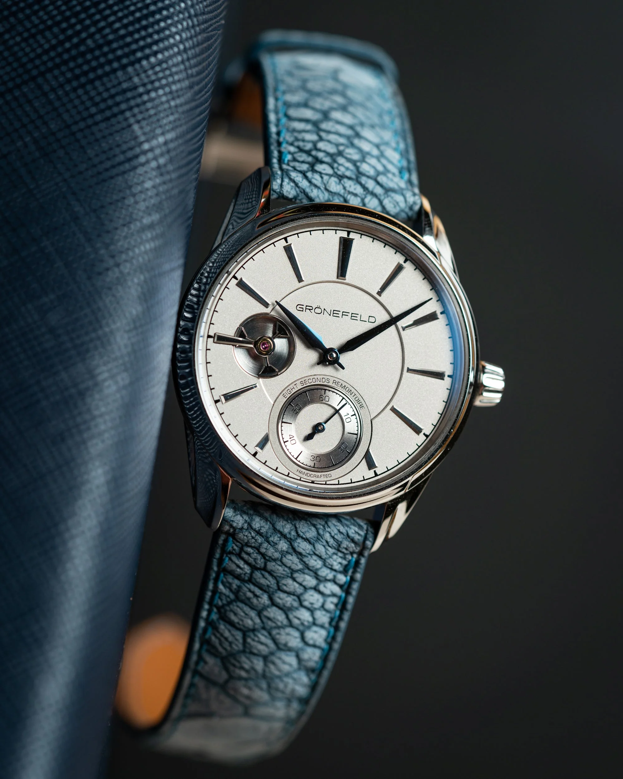 Nubuck Denim Ostrich Leg Signature Strap - Image 3