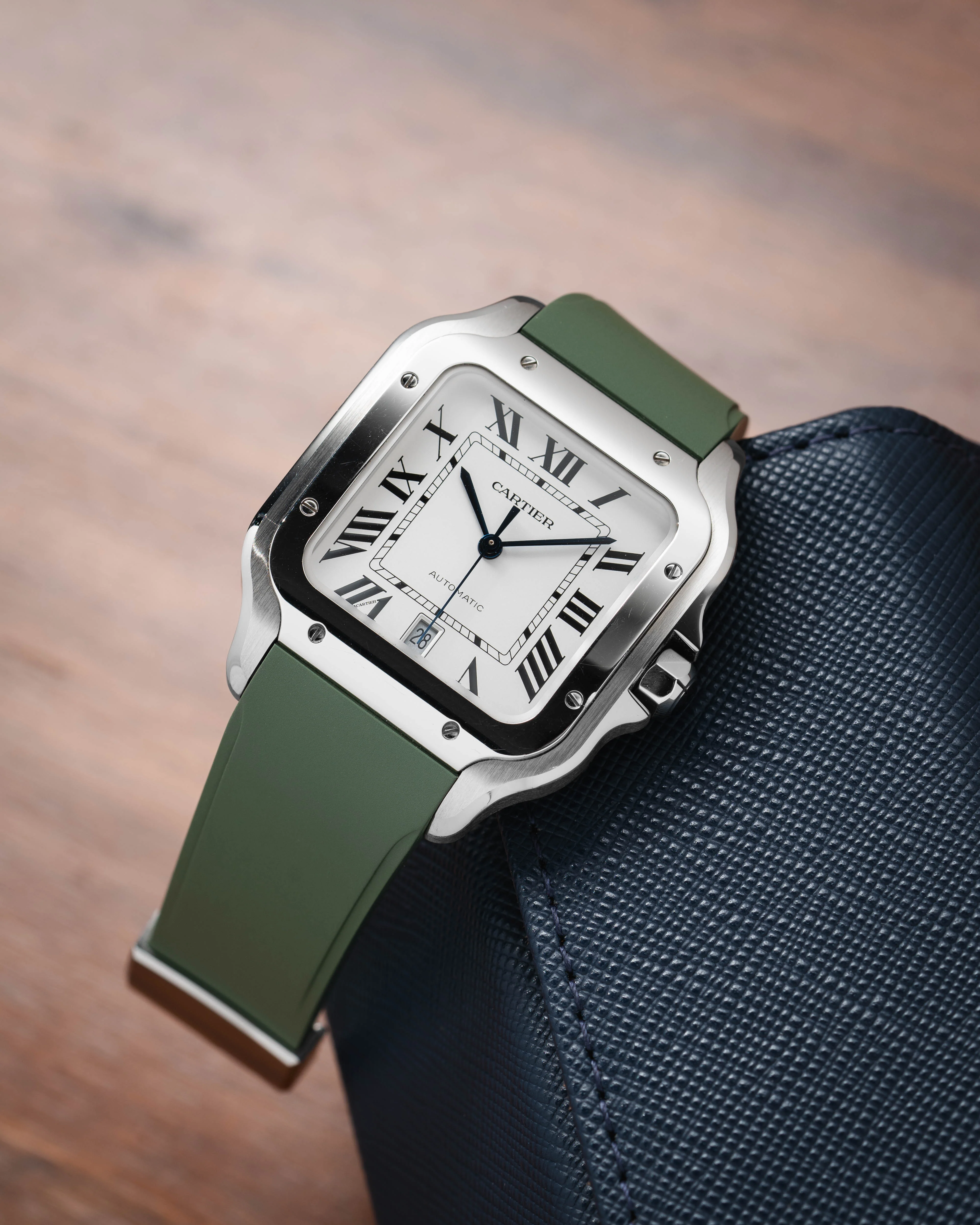 Olive Green CTS Rubber Strap for Cartier Santos de Cartier - Image 2
