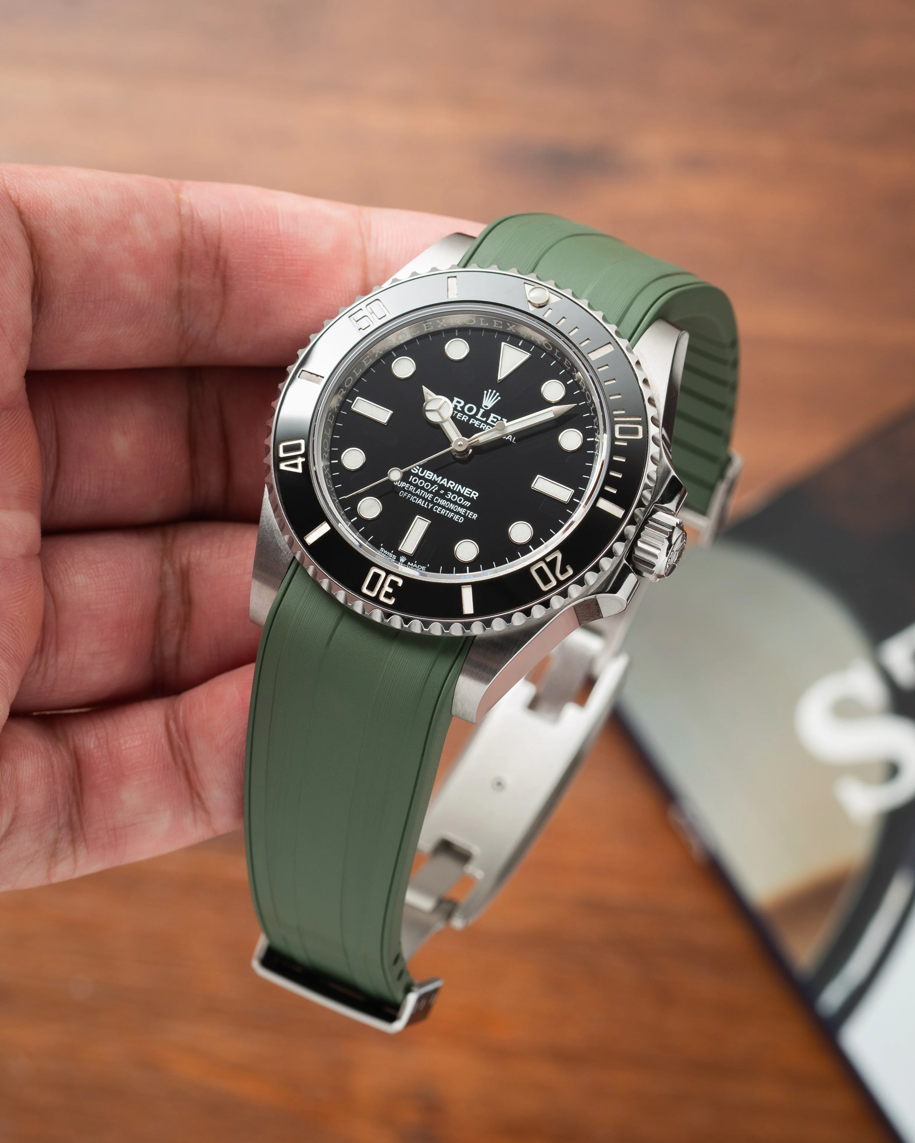 Olive Green CTS Rubber Strap for Rolex Submariner 41mm - Image 3