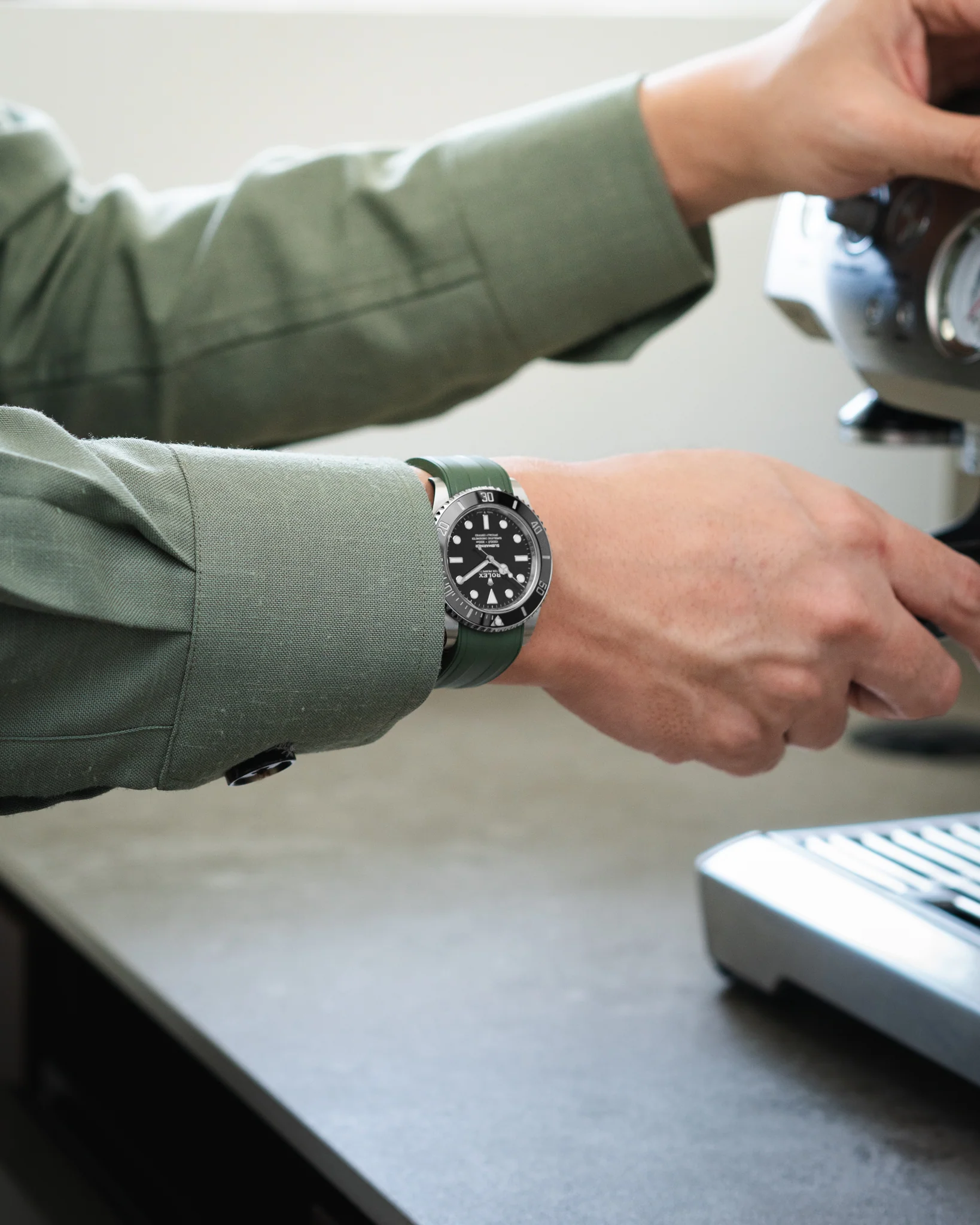 Olive Green CTS Rubber Strap for Rolex Submariner 41mm - Image 8