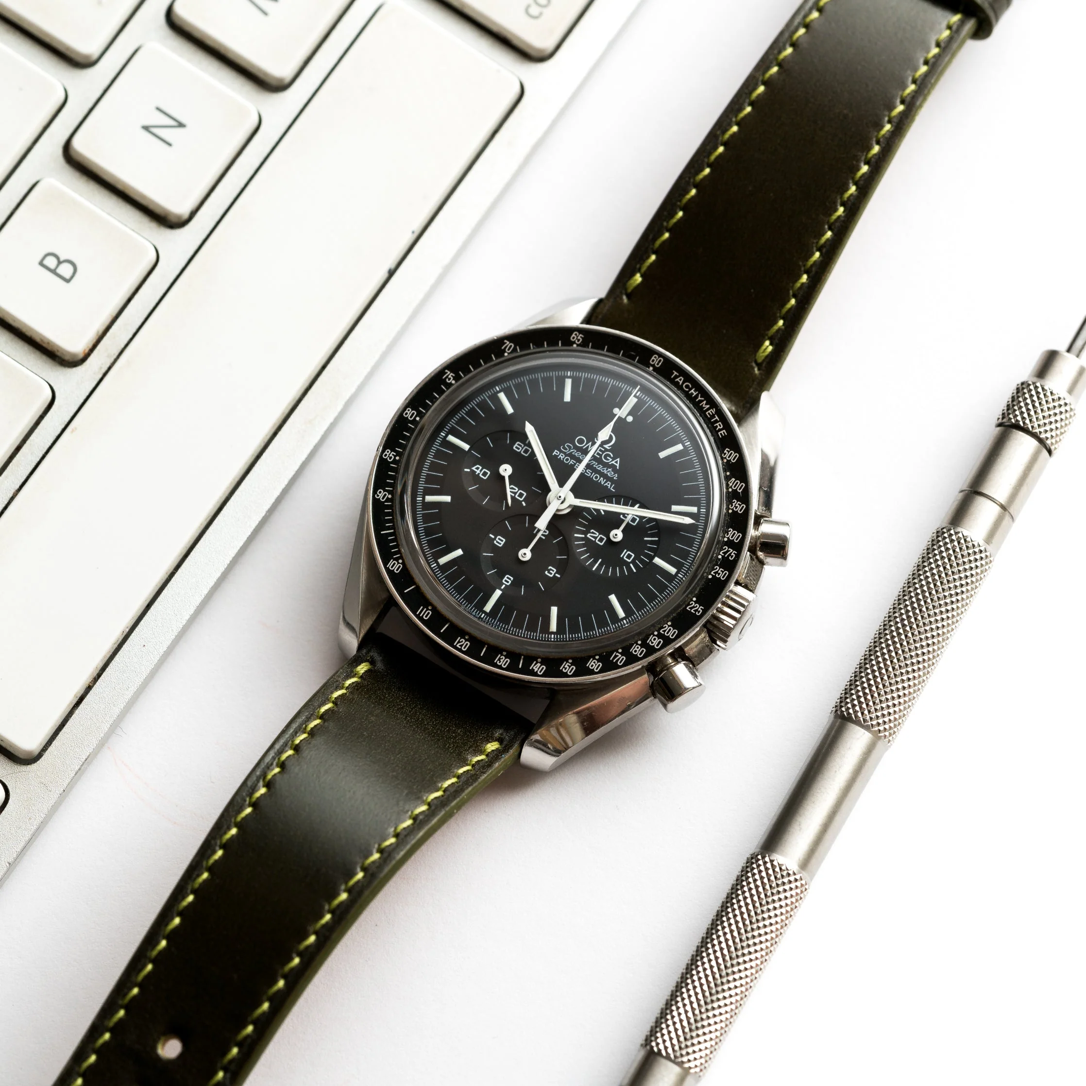 Overstock: Olive Green Shell Cordovan Slim Strap - Image 4