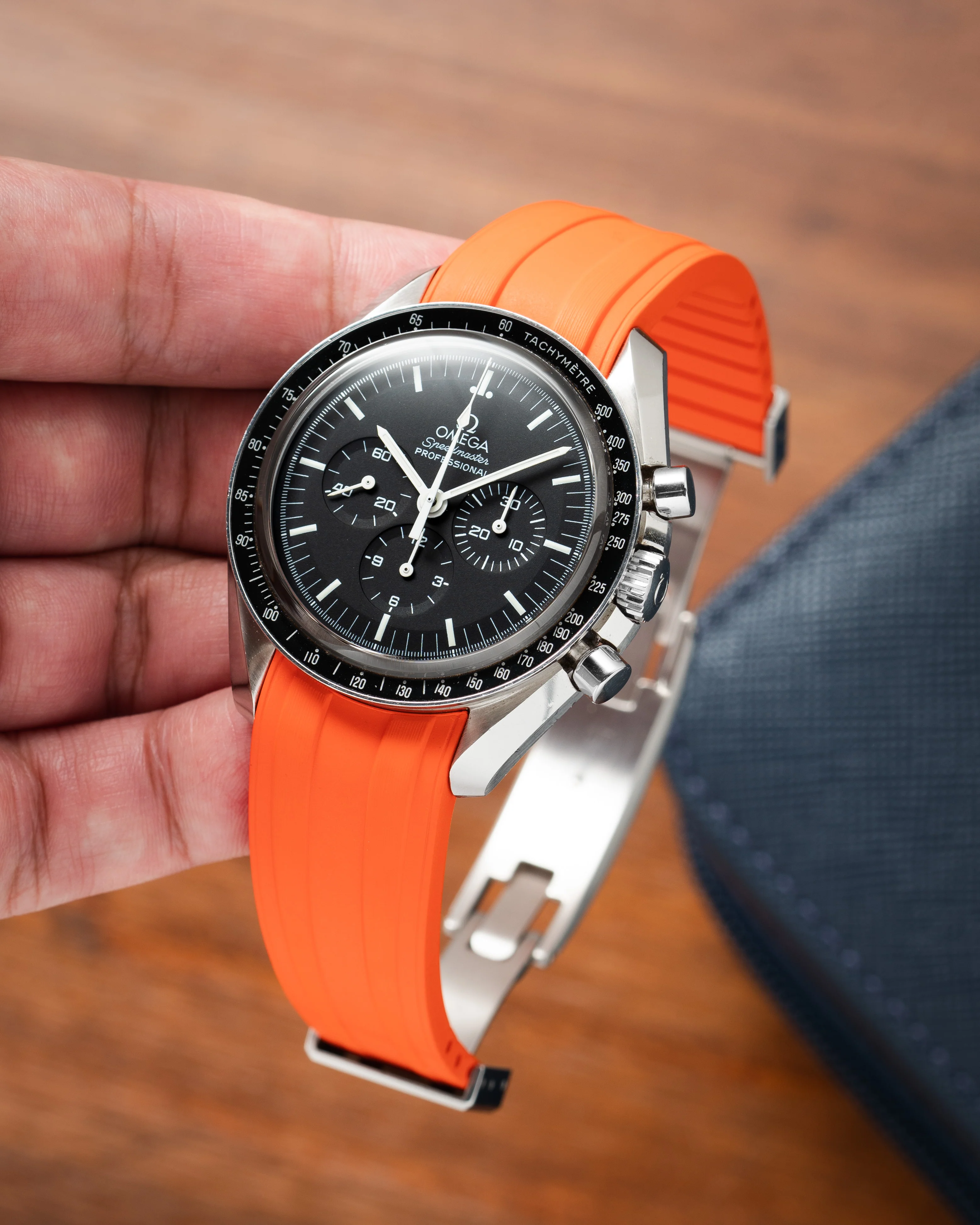 Orange CTS Rubber Strap for Omega Speedmaster & Swatch MoonSwatch - Image 5